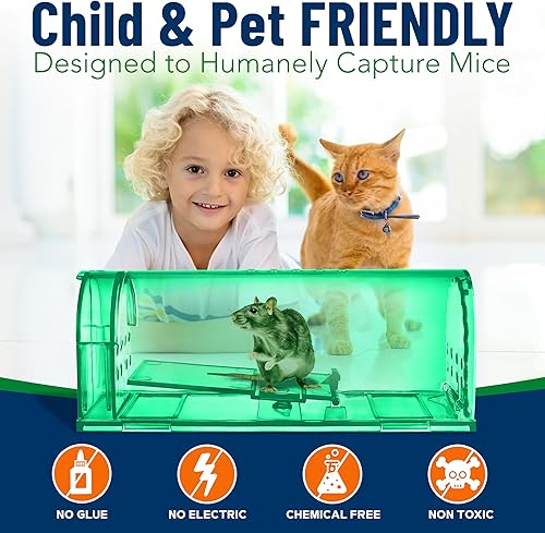 Miniatura 5 de Trampa Humana para Ratones para Casa Grande, Trampas para Ratones Sin Matar para Interiores para el Hogar, Trampa para Ratas y Ratones de Captura y