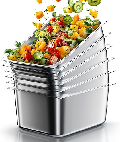 Miniatura 29 de WantJoin Sartenes de mesa de vapor para hotel, tamaño medio de 2.5 pulgadas de profundidad, paquete de 6, juego de bandejas de metal de acero 2.5