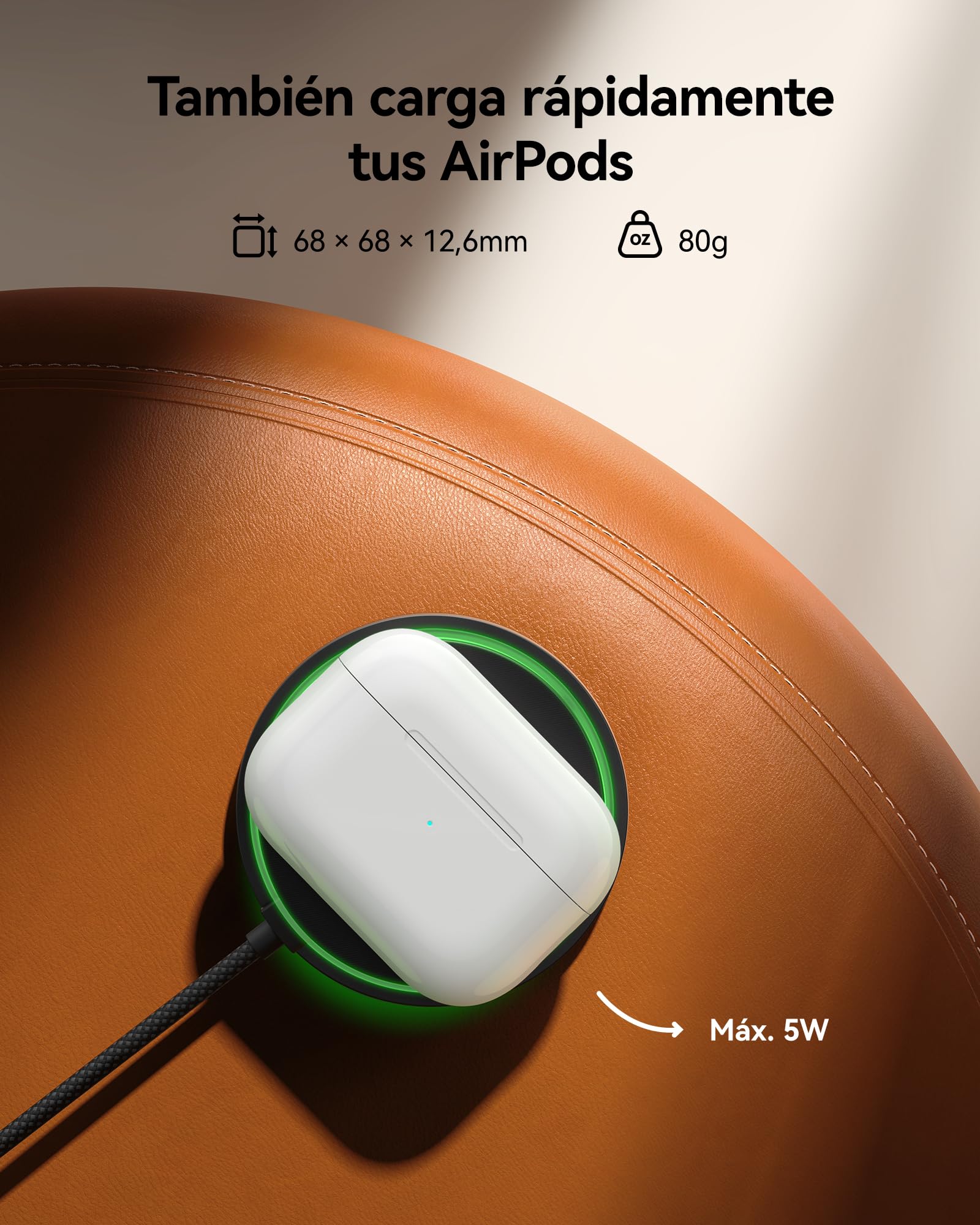 INIU Cargador Inalámbrico iPhone, Oficial Qi2 Certificado 15W Base Carga Rápida Wireless Charger de mag-Safe con Ventilador de Enfriamiento para iPhone 17-12 y AirPods, Ideal Viaje Mesita Escritorio