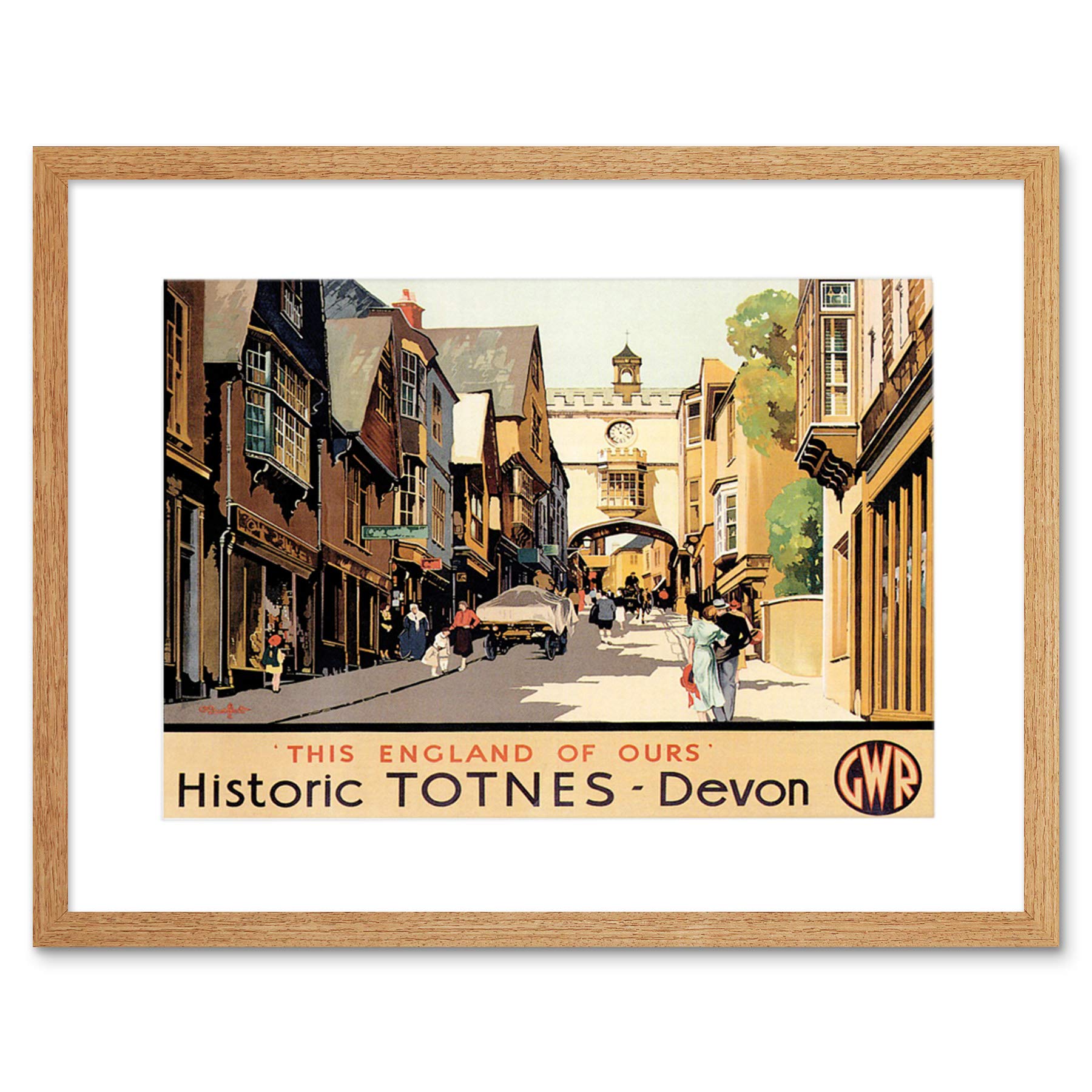 Wee Blue Coo Travel Totnes Devon Gwr Old Town UK Village High Street Framed Wall Art Print
