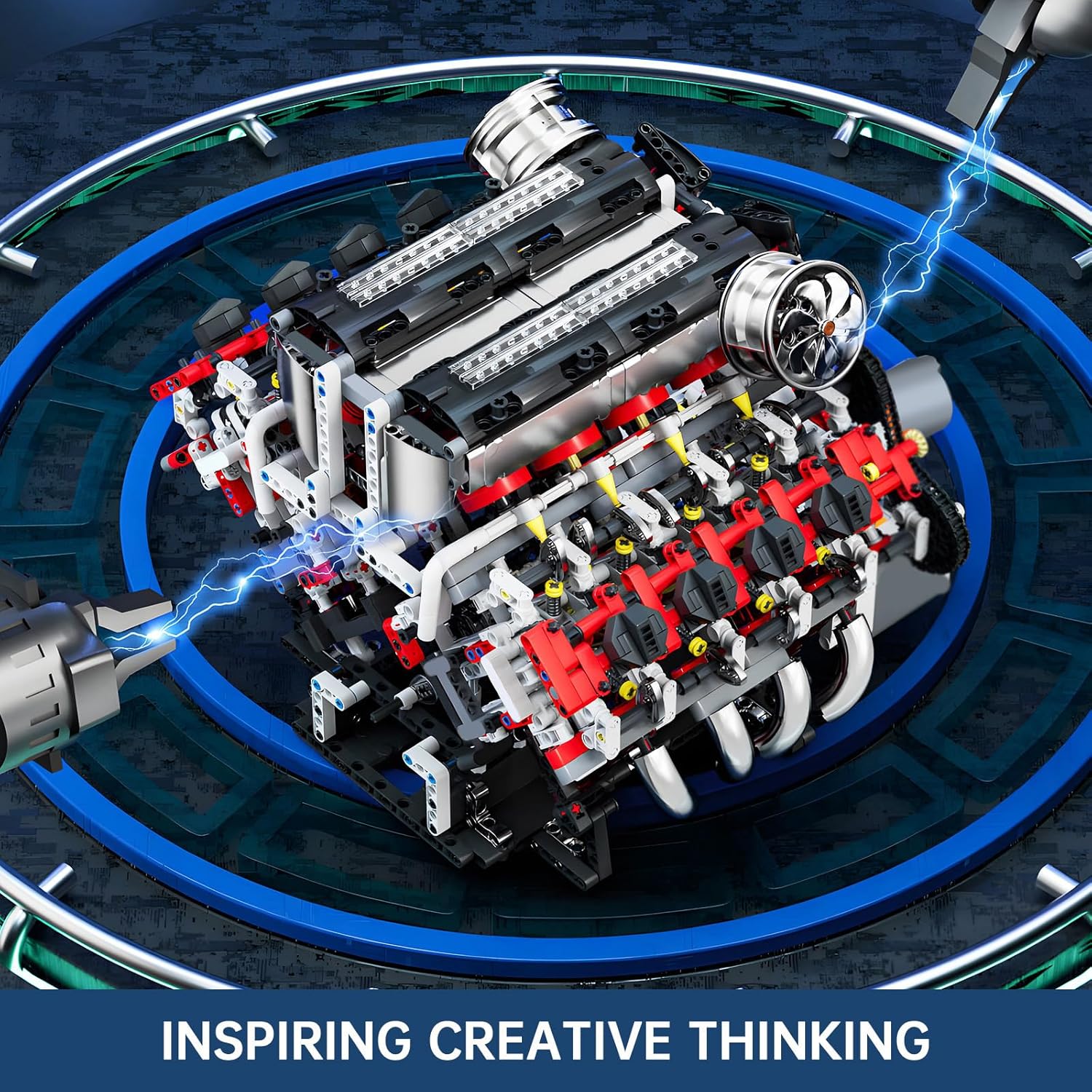 Mould King V8 Engine Toys Building Sets, Model Engine Kit for Adults, Engine MOC Scale Model with Motor, 10130 STEM DIY Building Kits That Works, Set for Aged 14+ (2718 Pieces)