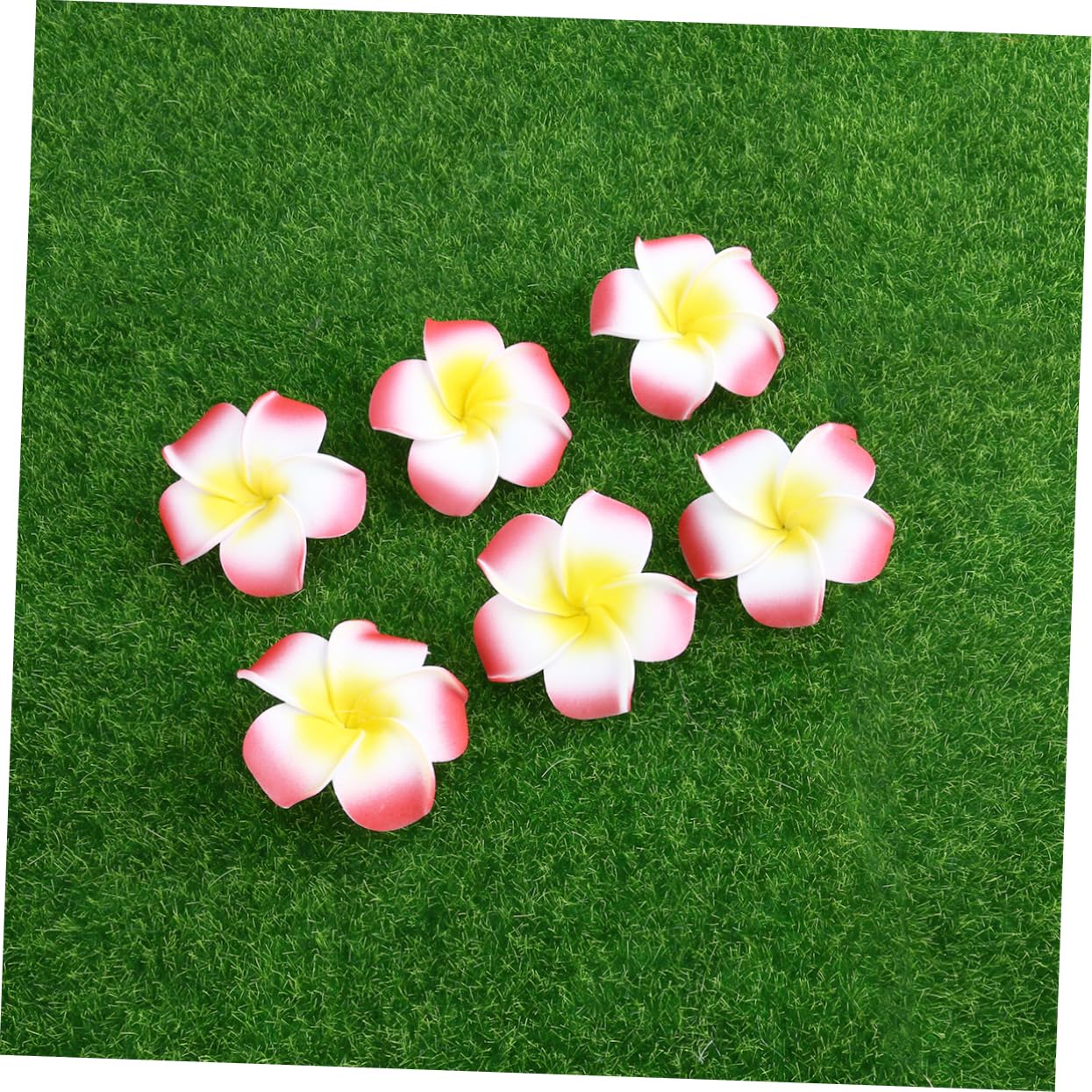 PRETYZOOM 3 Set Decorativi 6 Cm Fiori Artificiali Hawaiani Plumeria Rossa Per La Festa Di Nozze Casa 100 Pezzi * 3