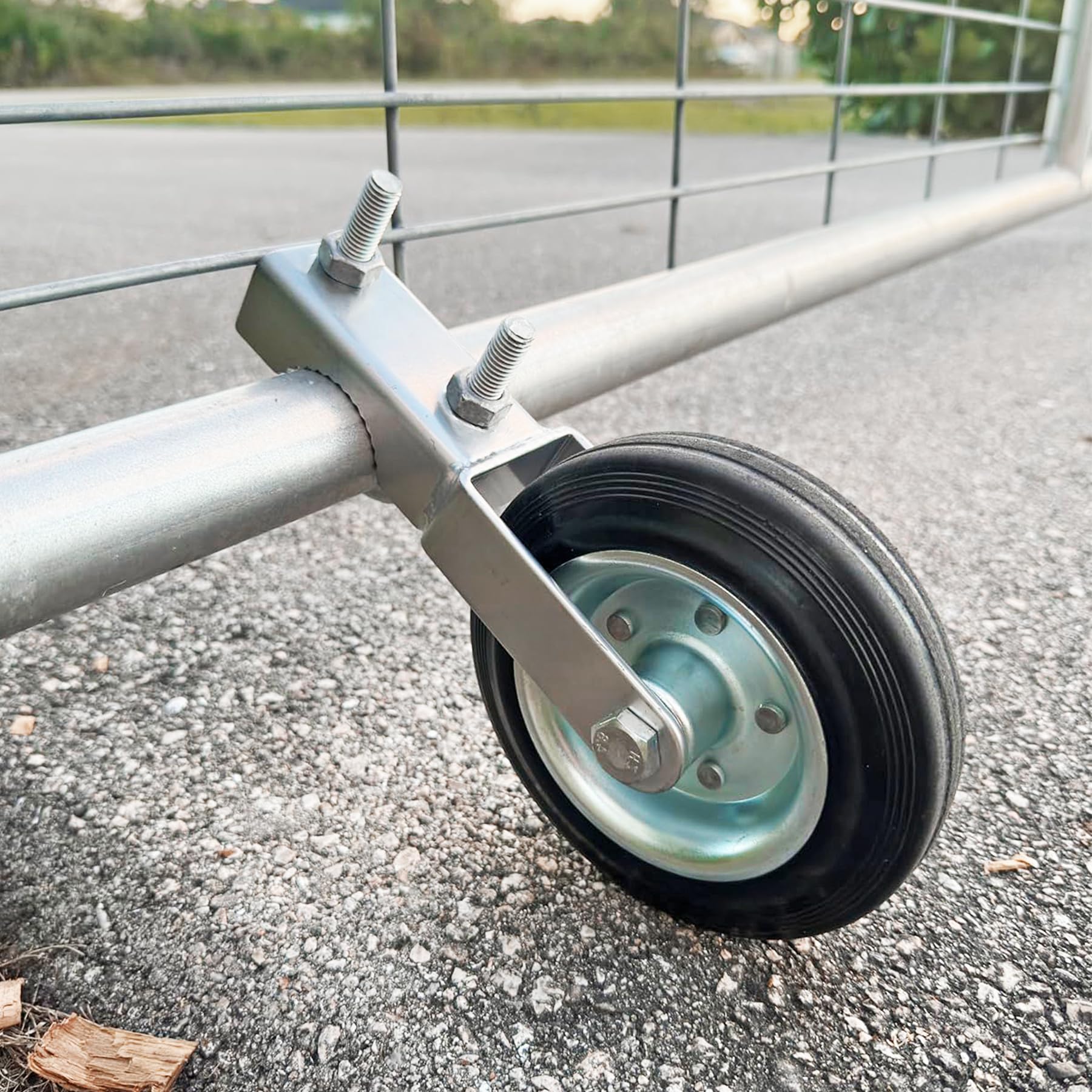 Gate Wheels for Metal Tube Gate with 1-5/8" Thru 2" Gate Frames, Heavy Duty 6-1/4" Farm Gate Helper Wheel for Chain Link Fence Cattle Ranch Swing Gate