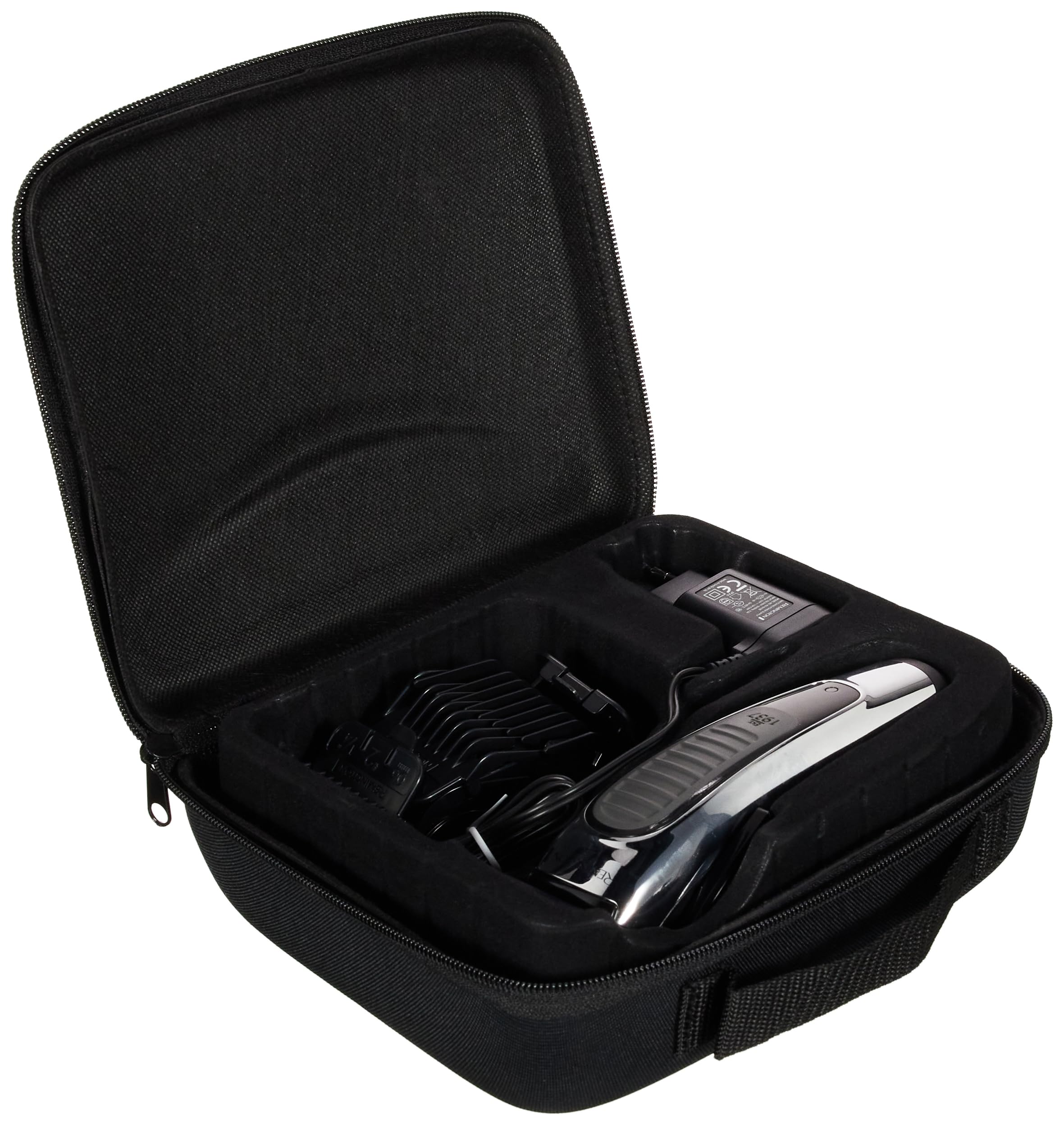 Remington maszynka do włosów, strzyżarka, ostrza ze stali nierdzewnej, 8 nakładek, dł. 3-25mm, do 30 min bezprzewodowej pracy, klipsy, nożyczki, grzebień i szczoteczka, etui, srebrna, Stylist HC450