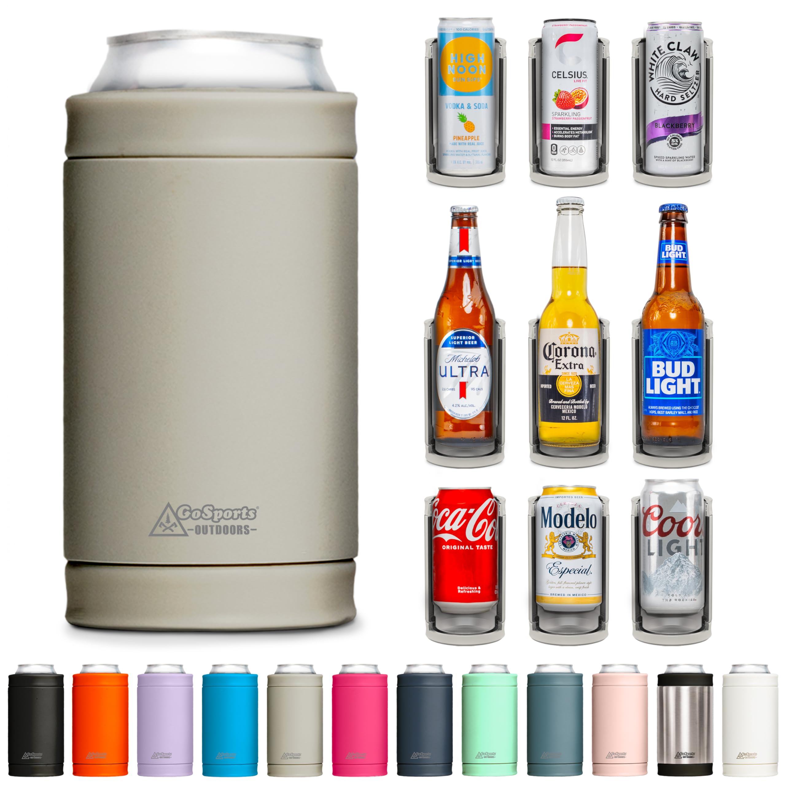 3 in 1 Insulated Can Cooler - 15+ Colors - Universal Size for 12 oz Cans, Slim Cans, and Bottles