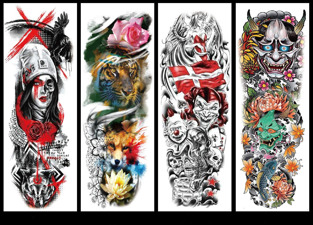 Buy Full arm temporary tattoo, 4 large temporary tattoo transfer