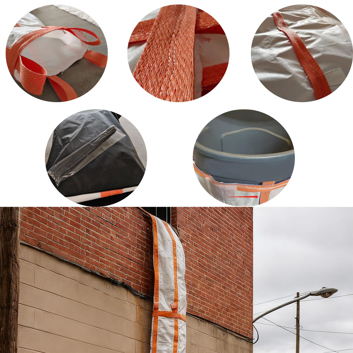 Scivolo per Detriti,Scivolo per Rifiuti Edili da 400 cm, con 8 Fascette,per il Trasporto di Residui di Cemento,Rifiuti,Arancione-Rosso