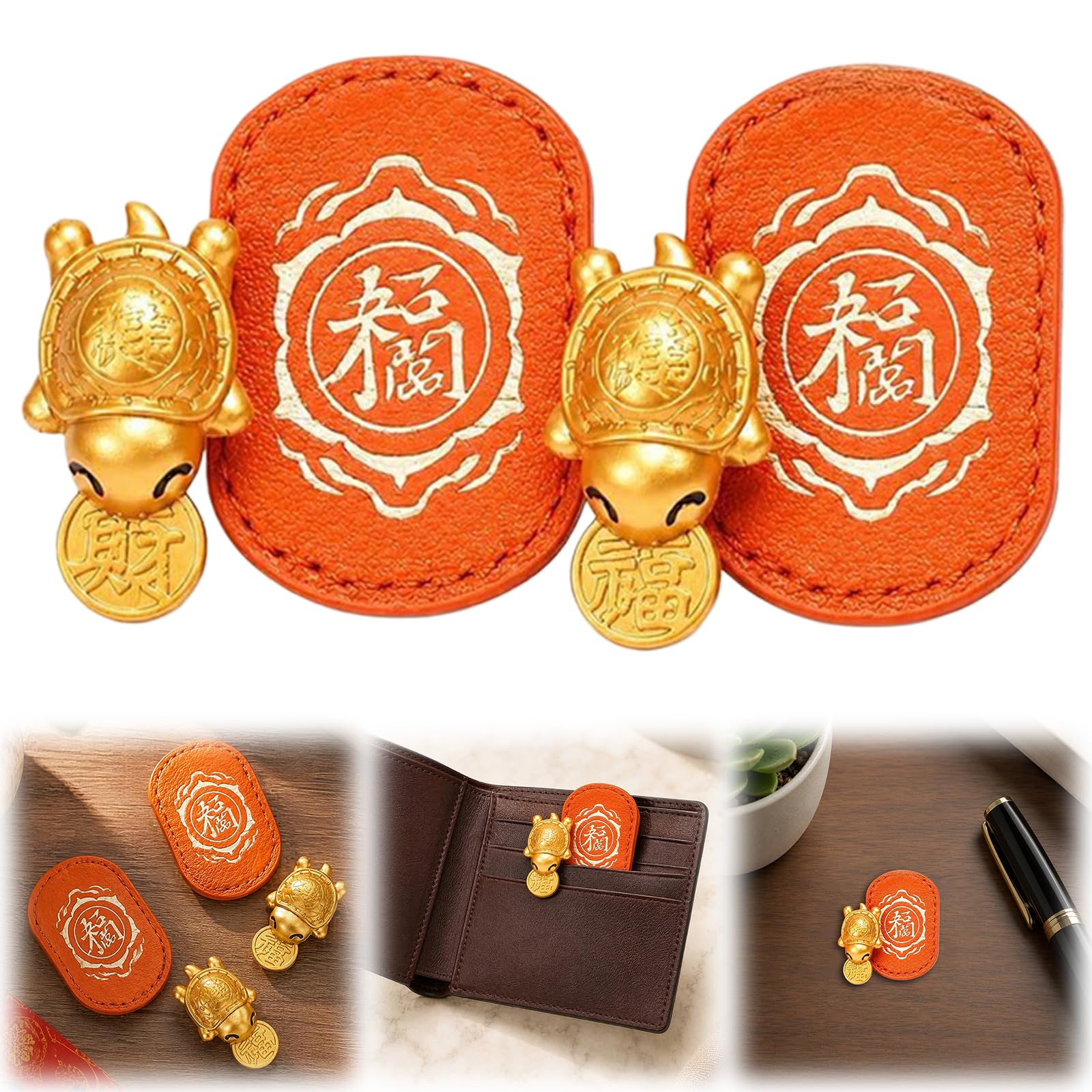 Lucky Turtle Charm Handmade Golden Feng Shui Amulet Chinese