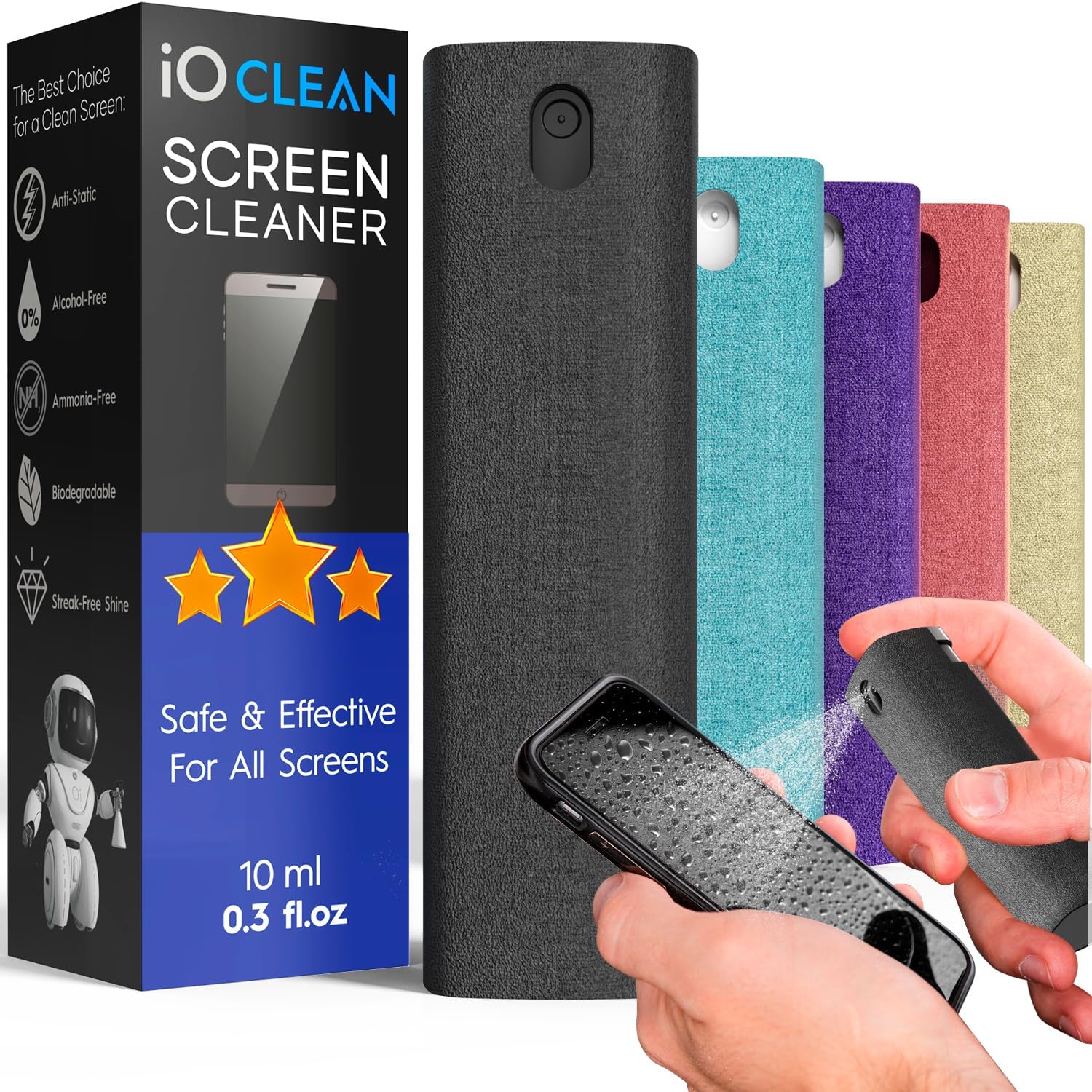 IO CLEAN Mini Screen Cleaner Spray – Finger Proof Screen Cleaner for ...