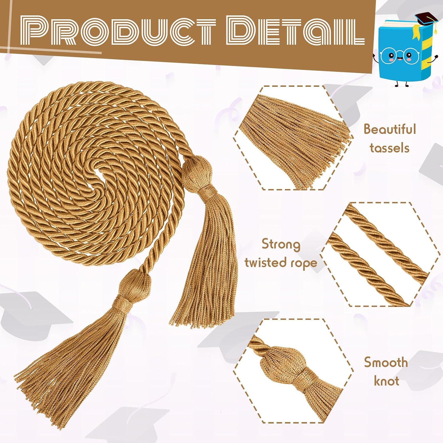 Woanger 30 Pcs 2026 Graduation Cords 67 Inch Braided Honor Cord with Tassels for College Graduation Students Bachelor Master Doctor Grad Decor(Gold)