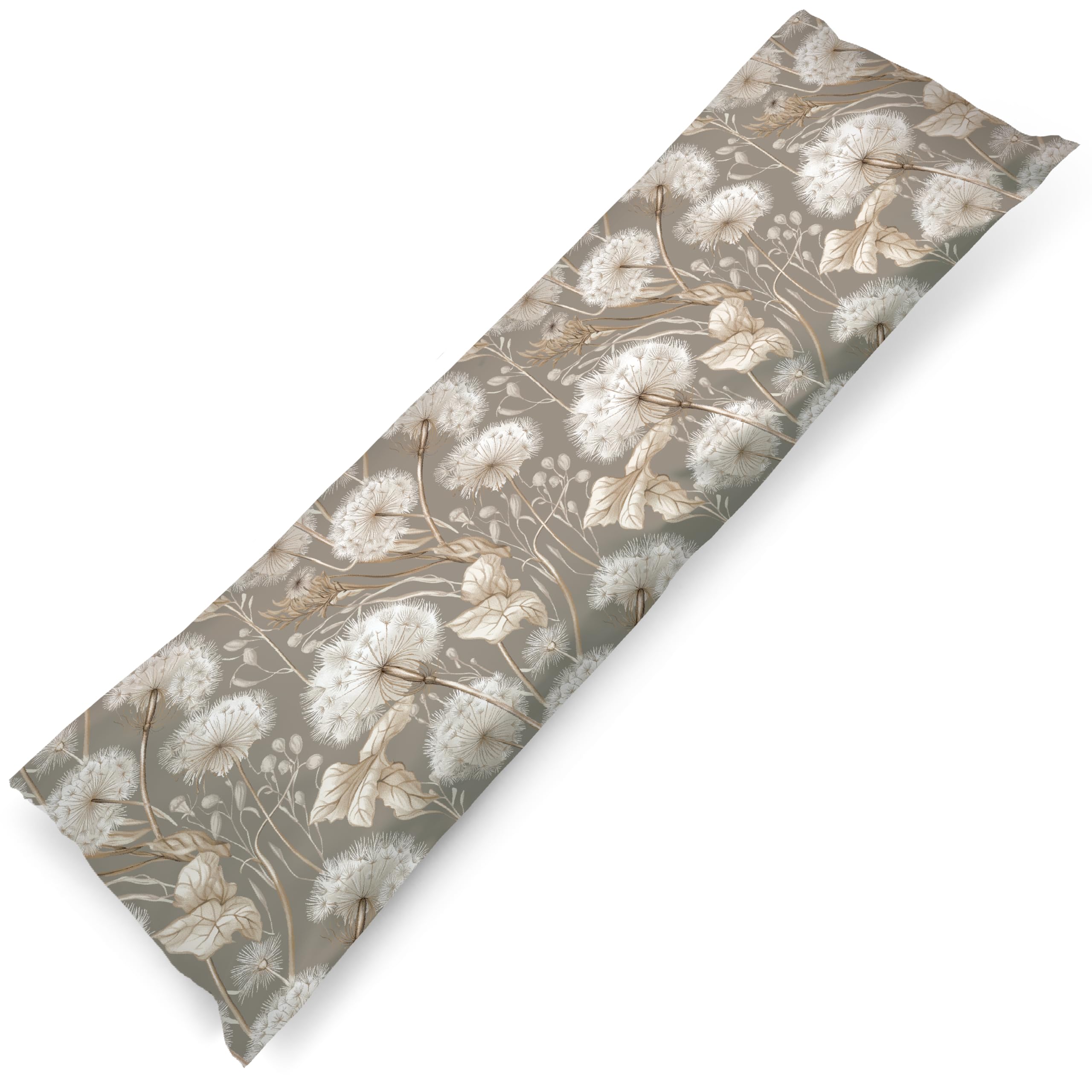 PinkZebra Seitenschläferkissen Bezug 40 x120 cm aus 100% Baumwolle, Kissenbezug für Kinder & Erwachsene, Kissenhülle mit Reißverschluss, Öko-tex Standard 100, Löwenzahn Braun