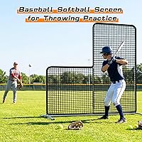 Vista 6 de Gagalileo Baseball L-Screen Protective Pitching Net: 7x7FT Portable for Batting Cage Backyard Practice - Coaches Parents Youth Training Beisbol