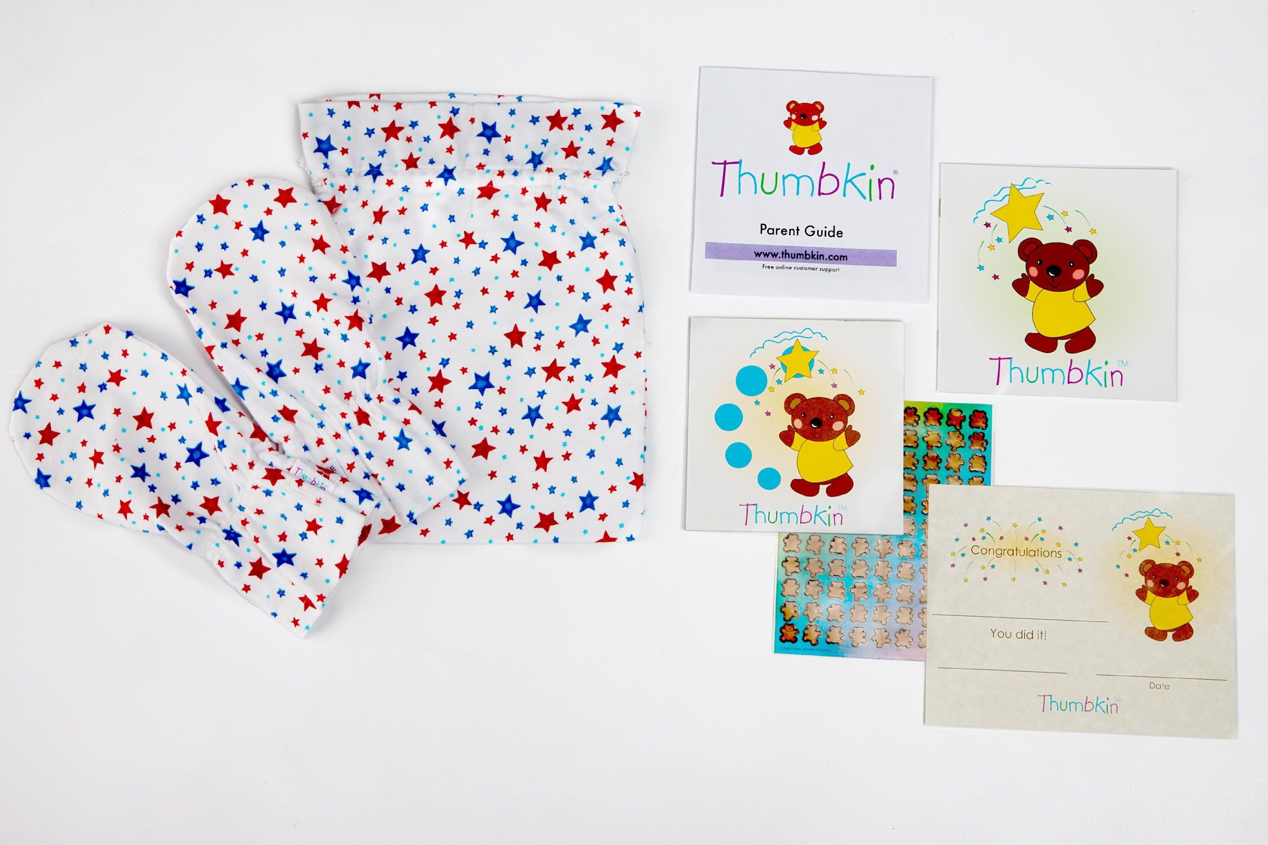 Stop Thumb Sucking Complete System with Step by Step Parent Guide - Star Pattern -by Thumbkin (Large - 5 3/4" or Greater from Tallest Finger to Wrist.)