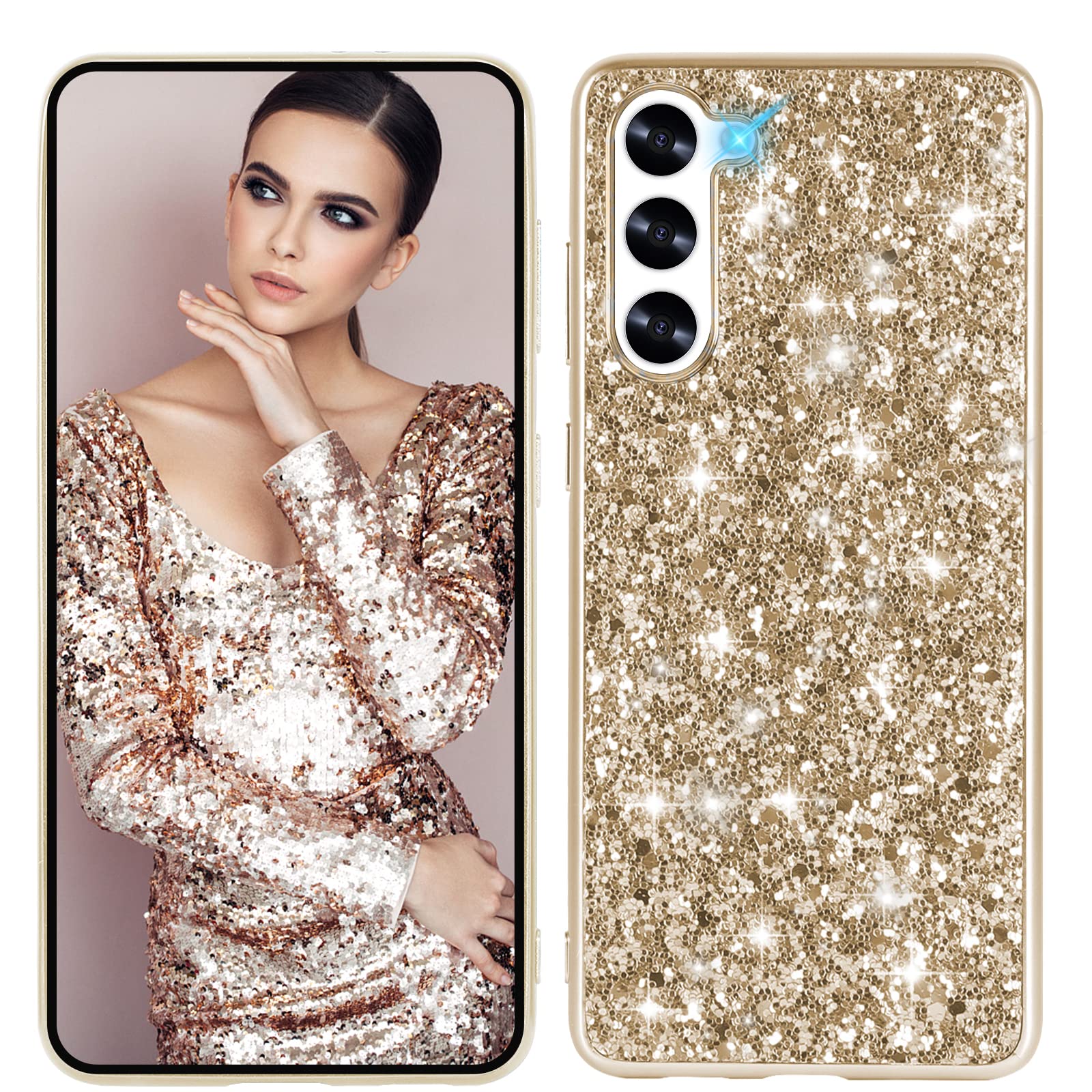 Galaxy S23 Glitter Case for Samsung Galaxy S23 5G Phone Case for Women Girls, Slim Ultra Thin Matte Back Shockproof Protective Cover for Samsung S23