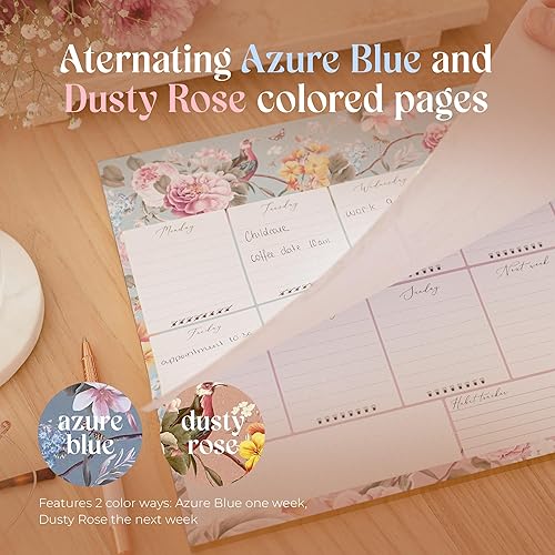 Miniatura 4 de Bloc de notas semanal sin fecha, bloc de notas de 52 páginas con lista de tareas pendientes y rastreador de hábitos | Almohadilla de escritorio