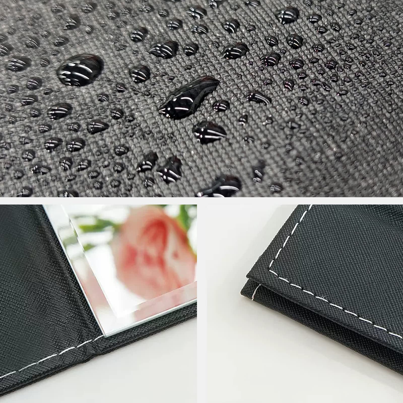 WISYOK Specchio da Tavolo Portatile Pieghevole - Specchio da Viaggio Con Pelle PU, HD per Campeggio, Bagno, Trucco - 25x18cm (Nero)