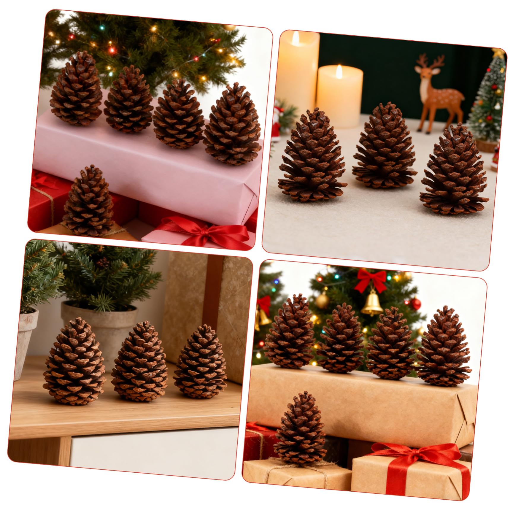 DOITOOL 6 Stück Natürliche Tannenzapfen Dekoration aus Synthetischem Material Braun für Weihnachtsbaum und Wohnraum Deko Rustikaler Stil für Xmas und Zuhause
