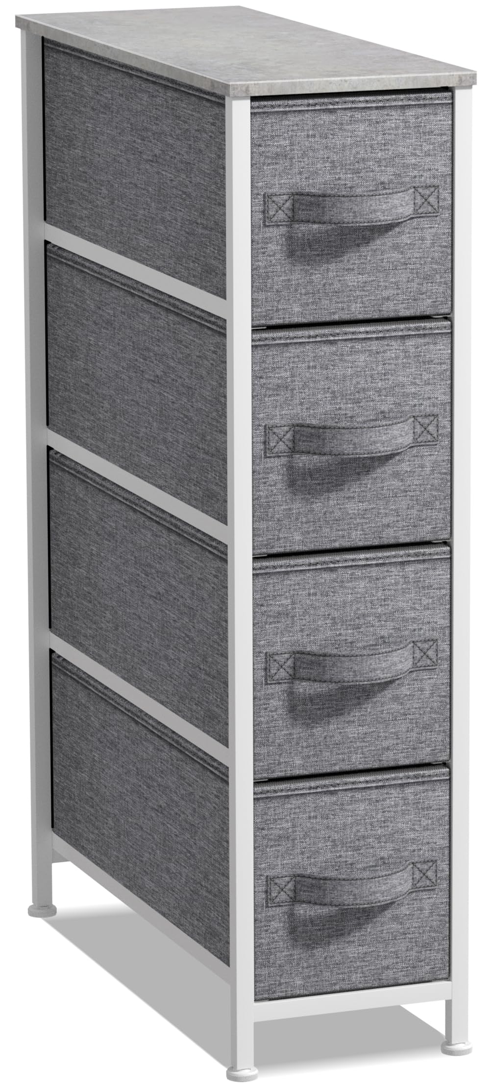 Sorbus Narrow Dresser with 4 Drawers - Vertical Slim Storage Chest of Drawers with Steel Frame, Wood Top & Easy Pull Fabric Bins for Small Spaces, Closets, Bedroom, Bathroom & Laundry (Gray)-image-49