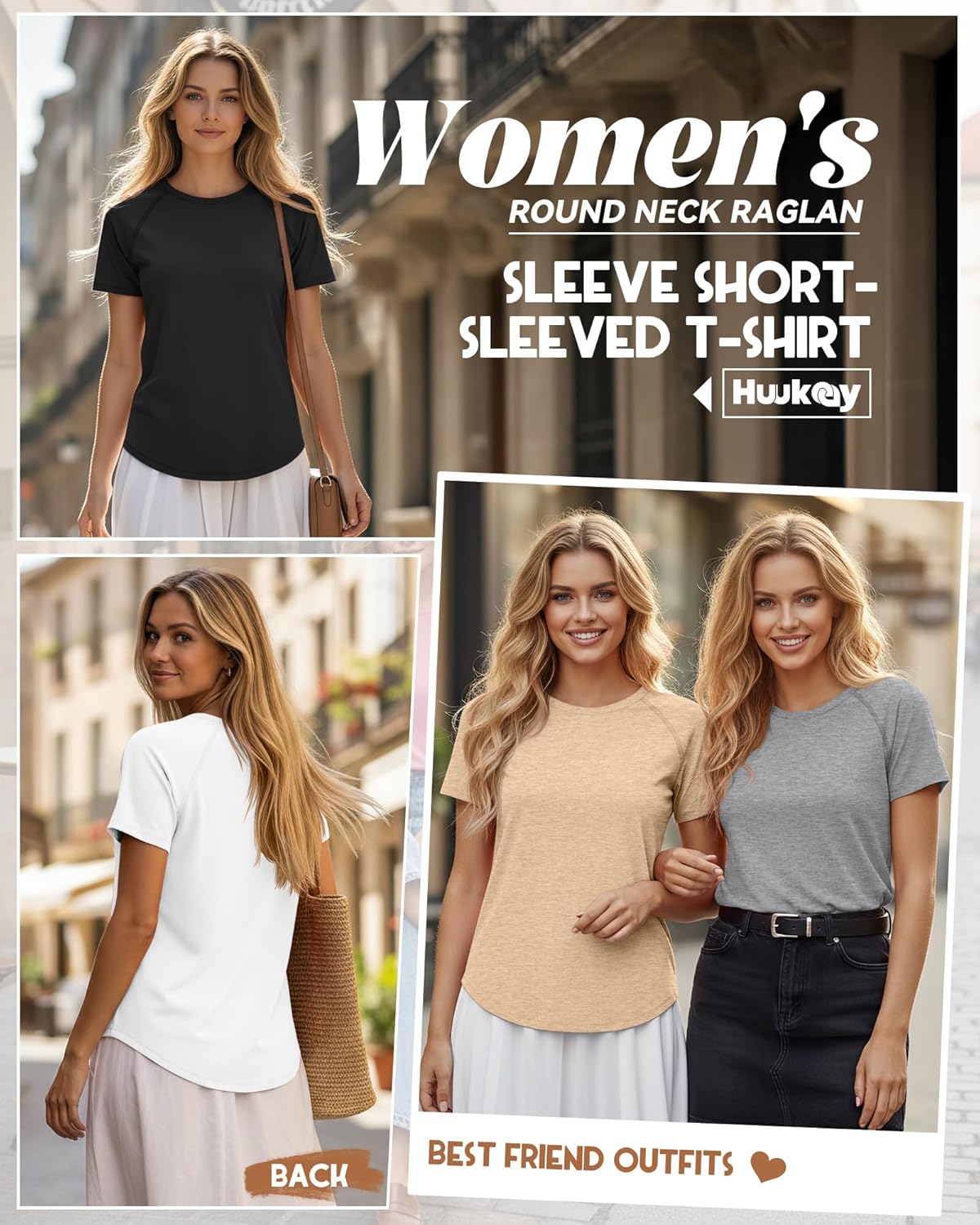 Huukeay 4 Pack Women's Short Sleeve T Shirts, Casual Raglan Summer Tunic Tops Crewneck Loose Side Split Hem Workout Tee Shirt - Image 2