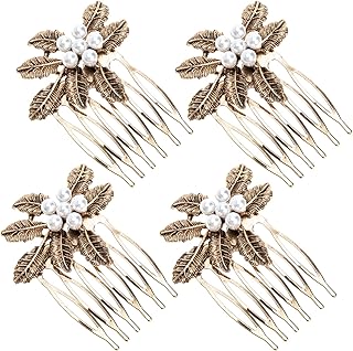 Lurrose 4 Pcs Pérolas de Pérolas Pente de Pérolas de Pérolas de Pérola Retro Cabelo Pente de Clipes de Cabelo Vintage Headpieces para Nupcial Festa