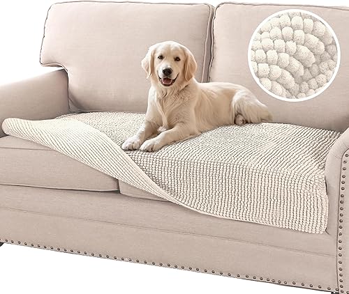 Flamingo P Funda de cama de felpilla para perro, funda gruesa para sofá biplaza para perros, lavable, protector antideslizante para sofá de 2