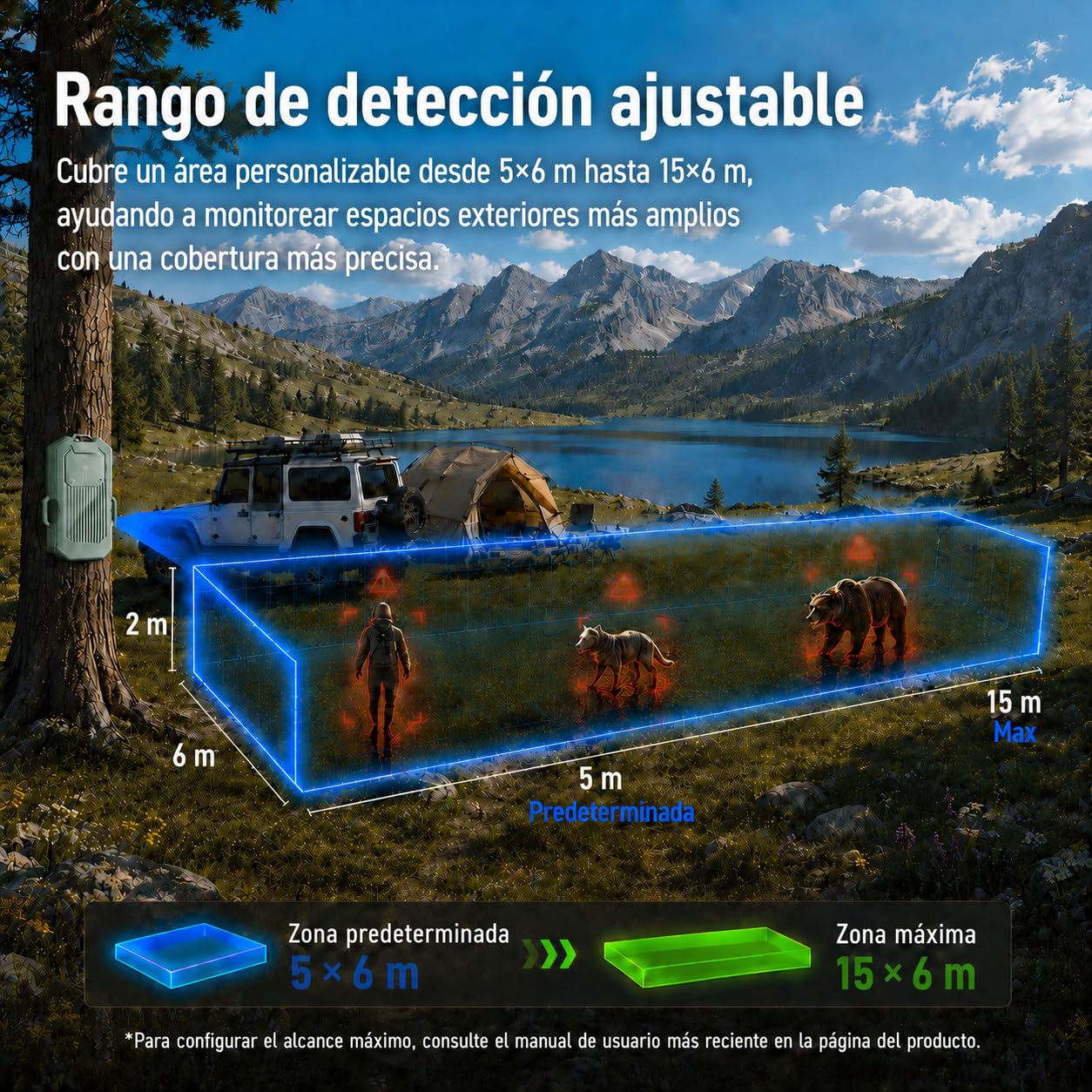 LETWESAF Alarma de Seguridad perimetral portátil con Radar, Sensor de Movimiento por Radar de Ondas milimétricas de 24 GHz, Alcance inalámbrico de 1/2 Milla, Alarma Recargable para Exteriores