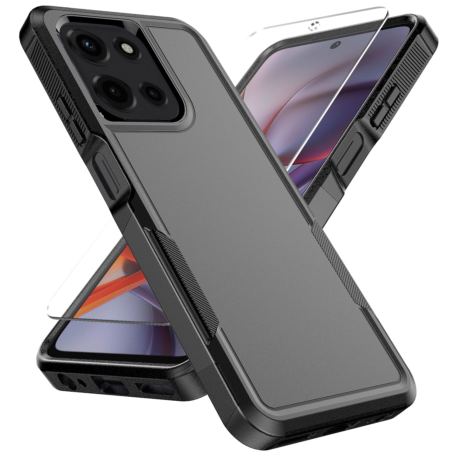 for Motorola Moto G Power 5G 2025 Case with Tempered Glass Screen Protector Heavy Duty Drop Protection,Full Body Rugged Shockproof Protective Phone Cover Military Bumper Tough, Black Matte