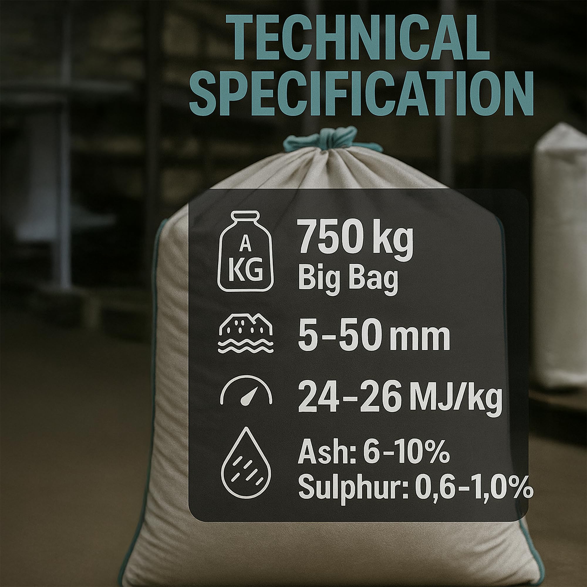 GiDeli Steinkohle 750kg - Kohle Fuer ofen und Kaminofen - Unsortierte Anthrazitkohle 5–50 mm – Hoher Heizwert 24–26 MJ/kg – Big Bag Heizkohle zum Heizen