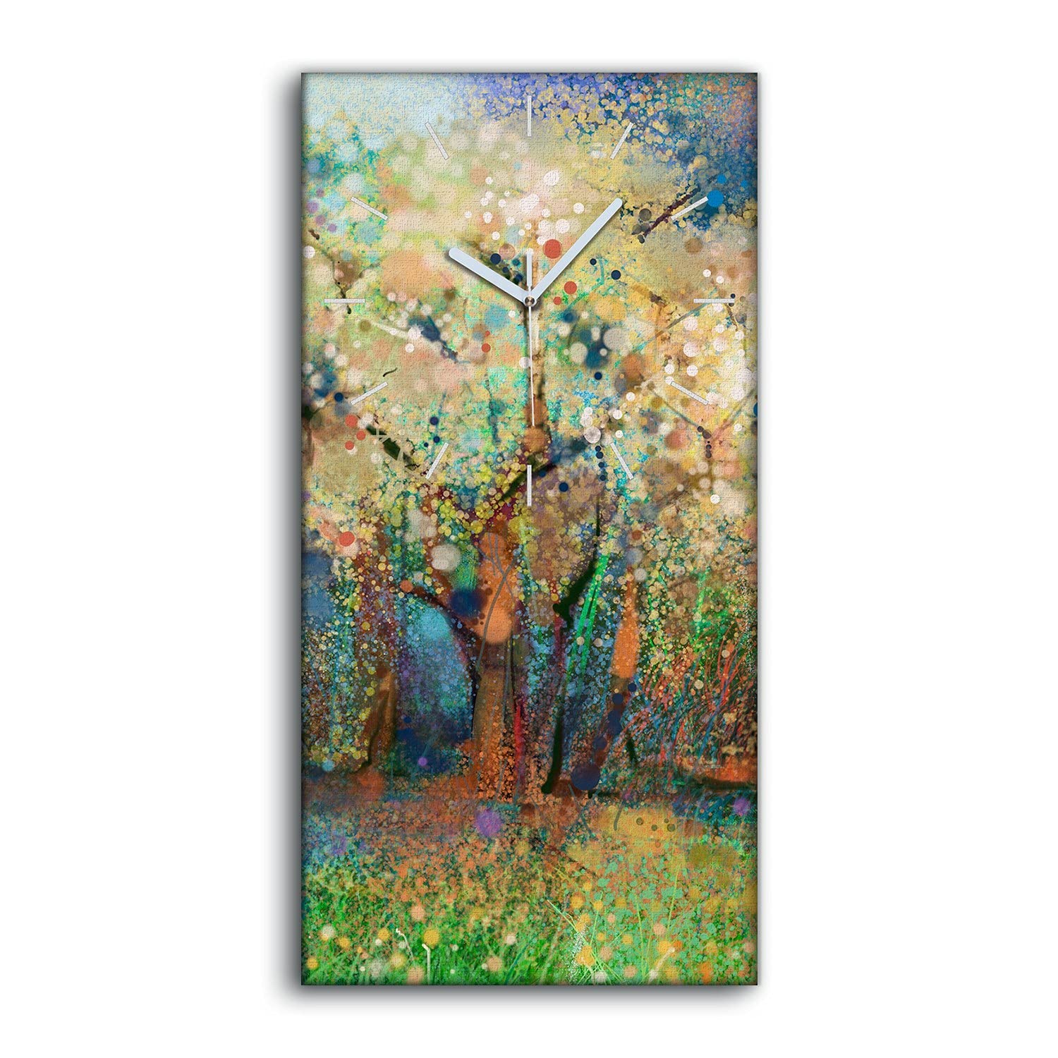 Horloge sur toile arbre abstrait 30x60cm pour salon moderne