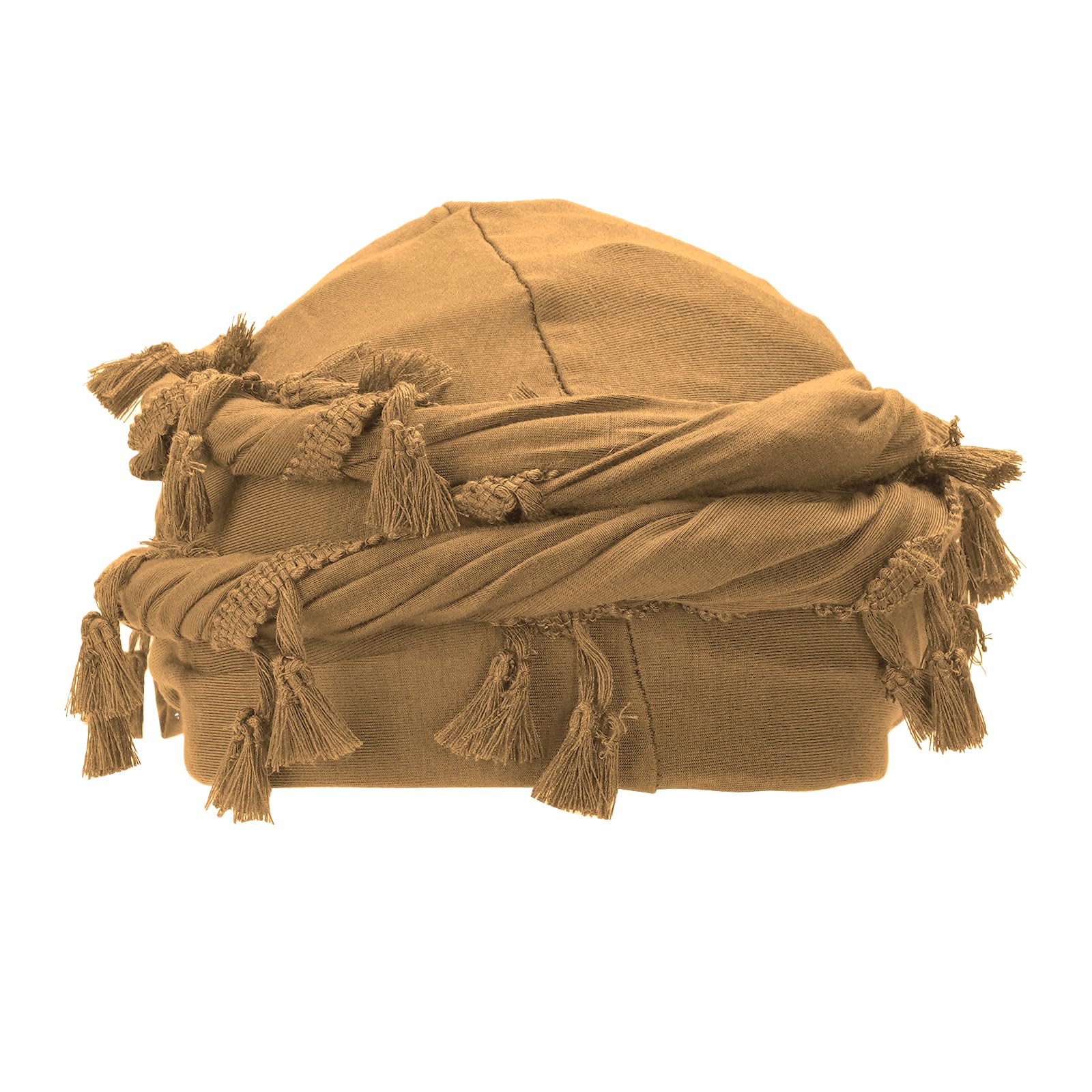 Adorila Cotton Durag Satin Lined Halo Turban Wraps, Unique Design Turban for Men, Tassel Beanie for Causal Life (Yellow)