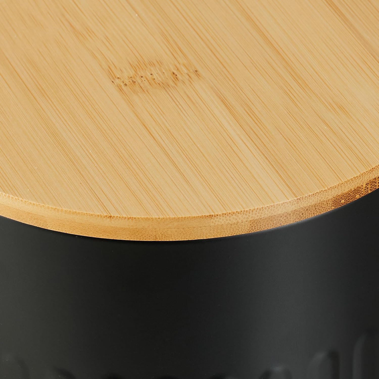 Relaxdays Bathroom Bin, 3 litres, Soft-Close Mechanism, Removable Inner Bin, Cosmetic Bin, Metal, Bamboo Lid, Black