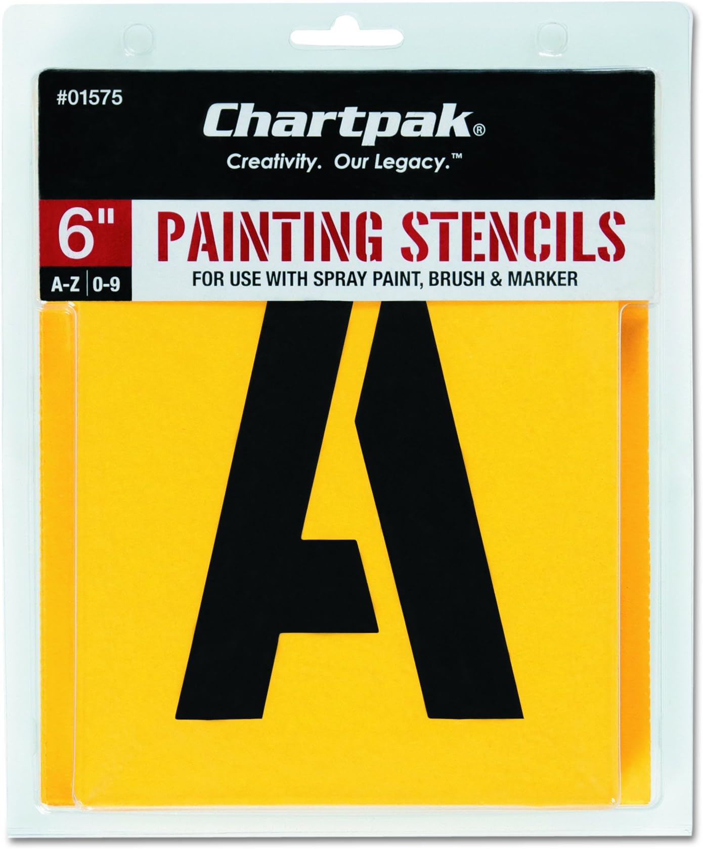 Chartpak Letter and Number Painting Stencils, A-Z and 0-9, 6 Inches H, 35 per Pack (01575)