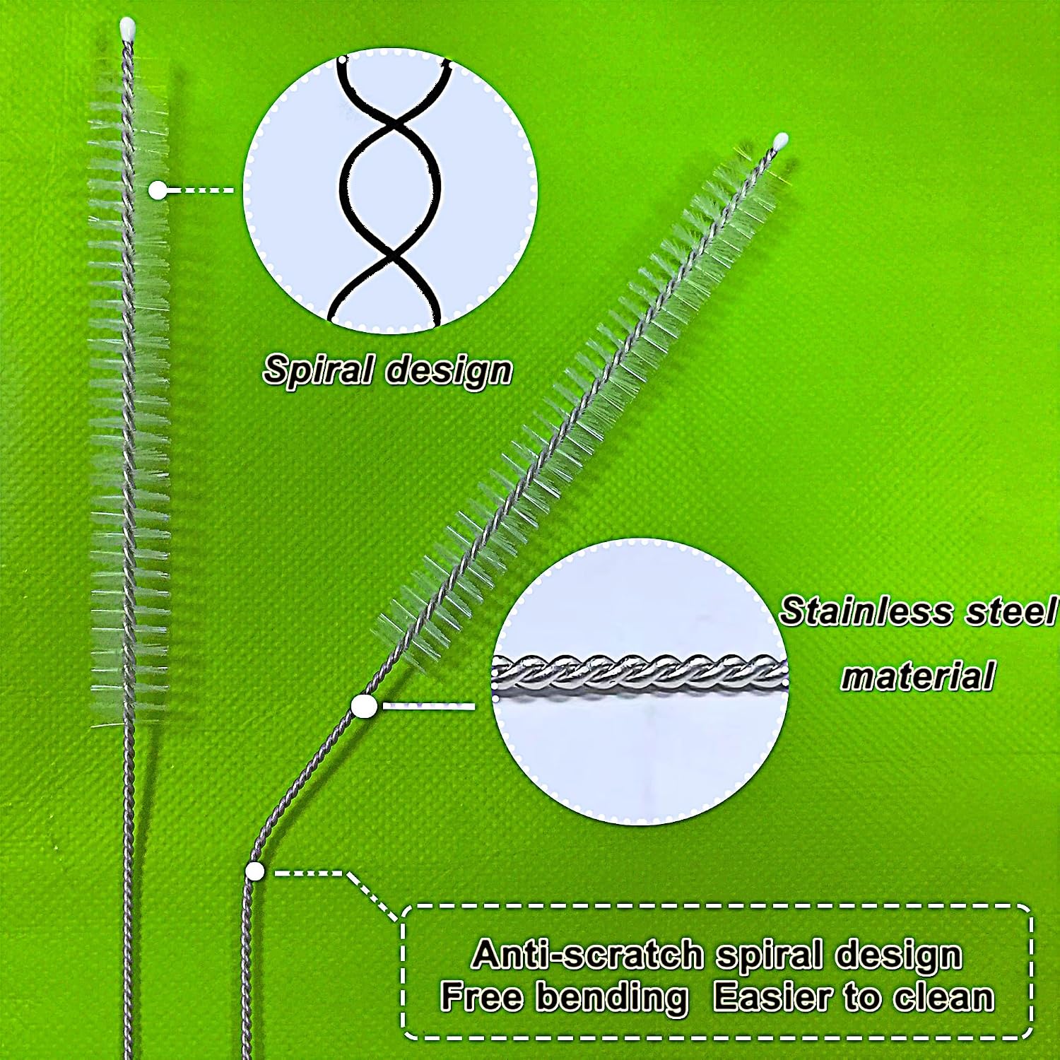 Straw Brush Long 14 Inch, Straws Cleaner Brush of Bristles Diameter 12 mm, Straw Cleaning Brush with Stainless Steel Nylon Bristles for Cleaning Straw on Cup,Stanley, Owala Cup, Water Bottle (6 PCS)