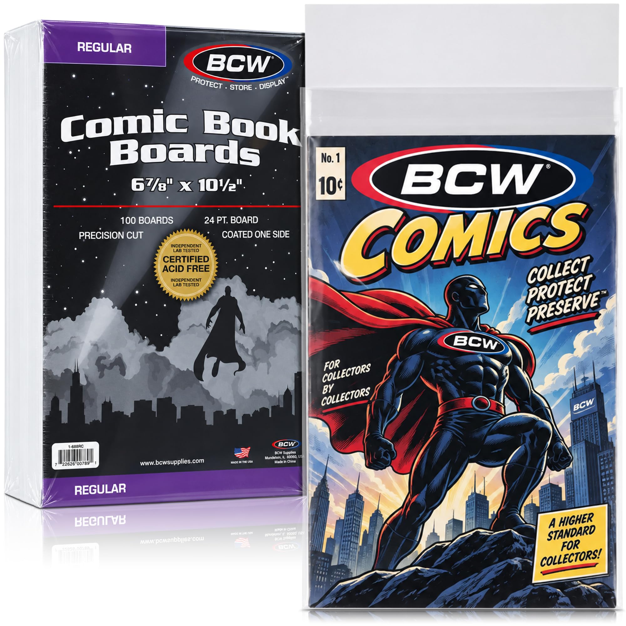 BCW Regular Comic Backing Boards | 100 Count Each | Acid-Free Storage Solution for Comic Collectors | Protection and Display for Comic Books