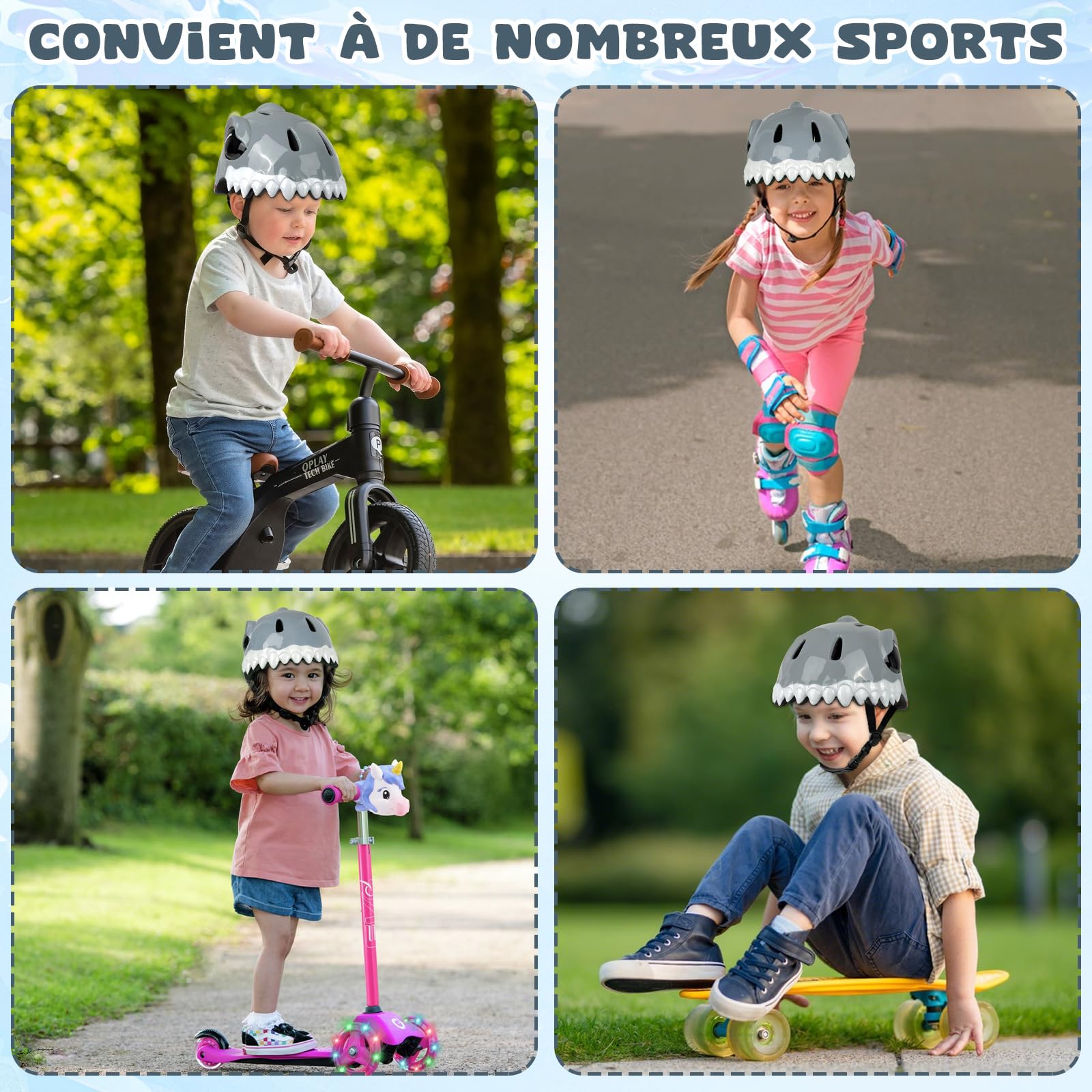 LeapBeast Casque Vélo Enfant -Casque 3D Cartoon Réglable Respirant, Casque de Patineur pour Enfants, pour Garçon et Fille, pour Vélo, Skateboard, Scooter, Scooter