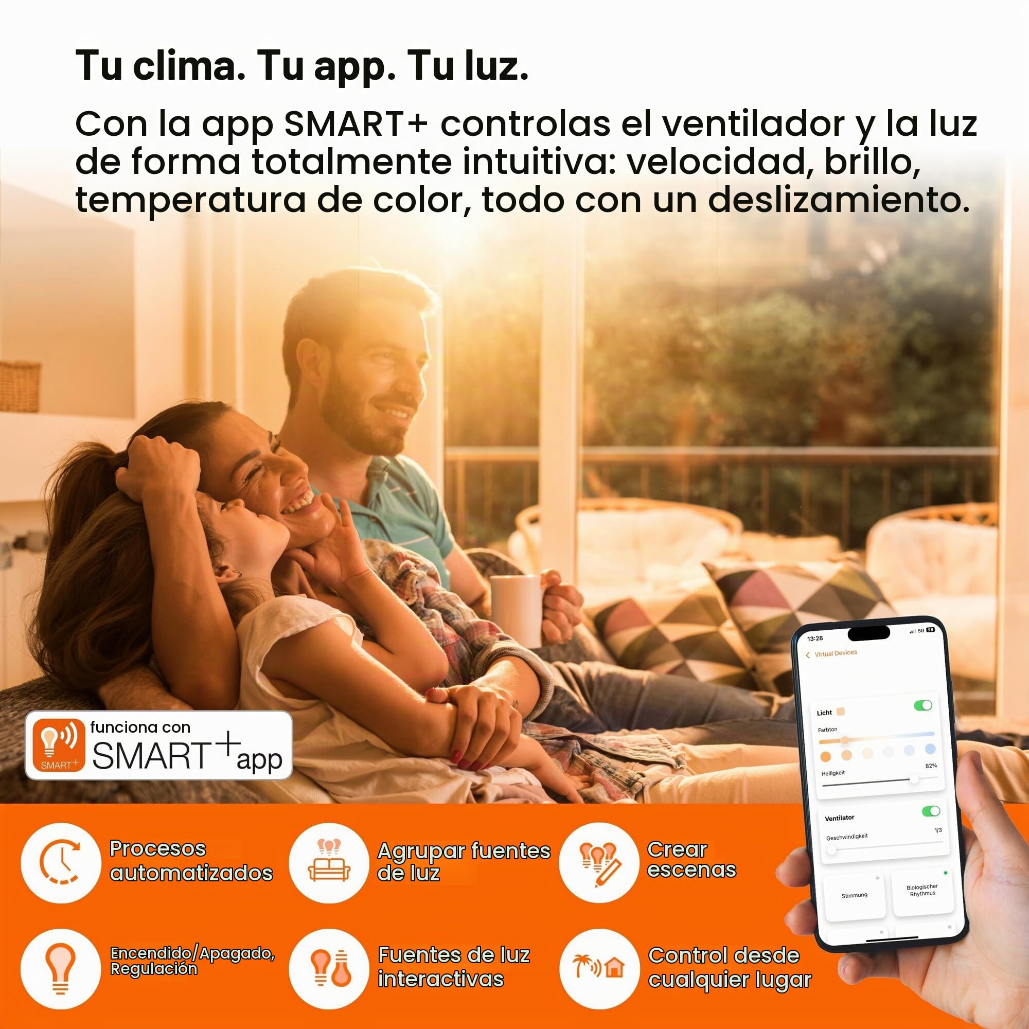 OSRAM Ventilador SMART+ WiFi con lámpara LED gris | SMART+ Wifi Ceiling Fan LED, Ceiling Fans with Lighting, Gris, 30000 h, Paquete de 1