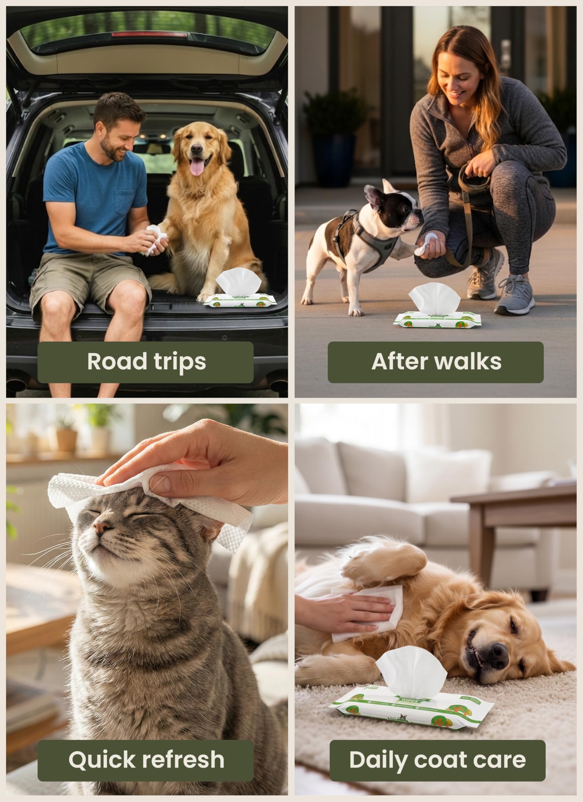 Pogi toallitas de Viaje para Perros – Suaves y Naturales – sin Perfume, 240 uds