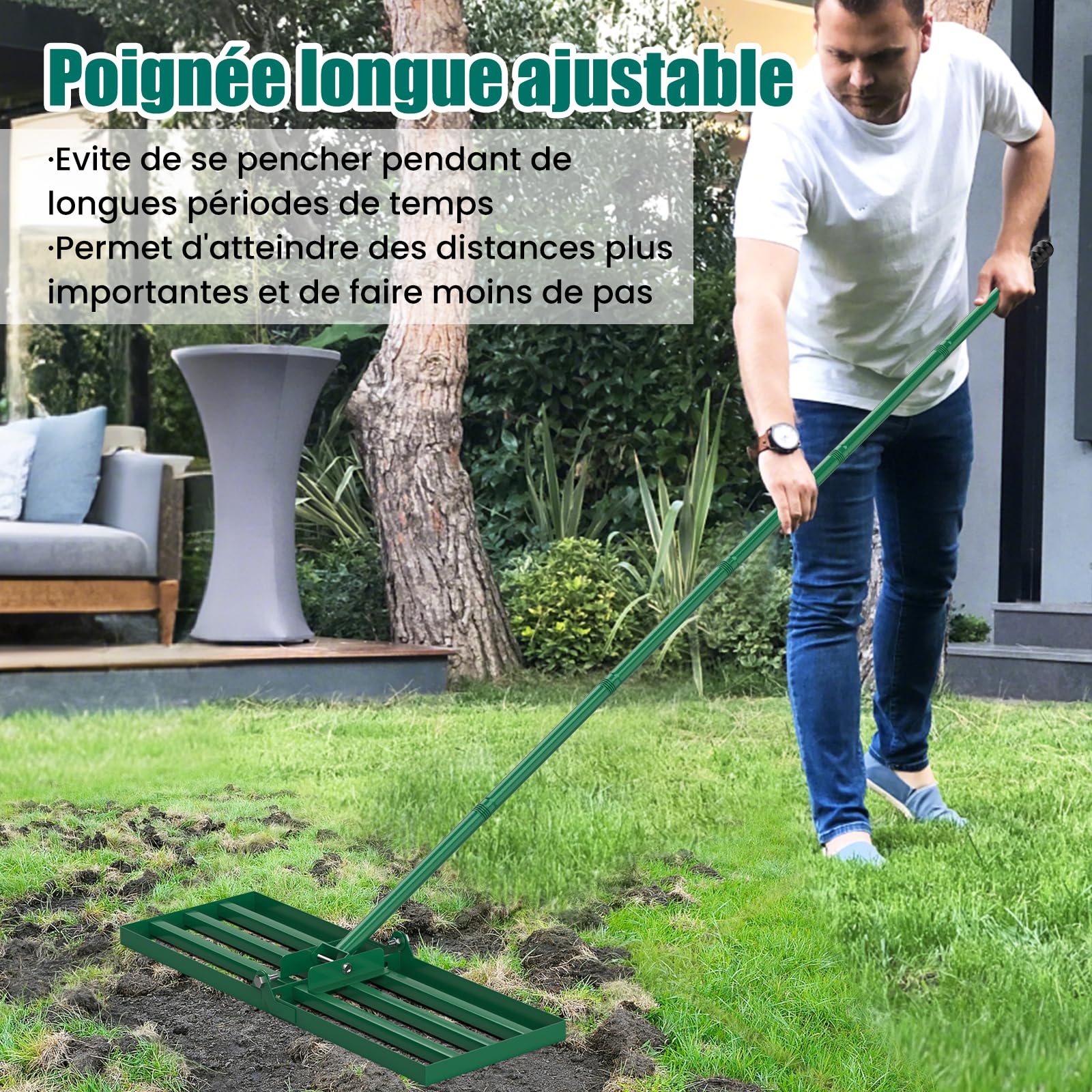 HYCHIKA BETTER TOOLS FOR BETTER LIFE - LAS01 - Râteau de Nivellement de Pelouse - Vert