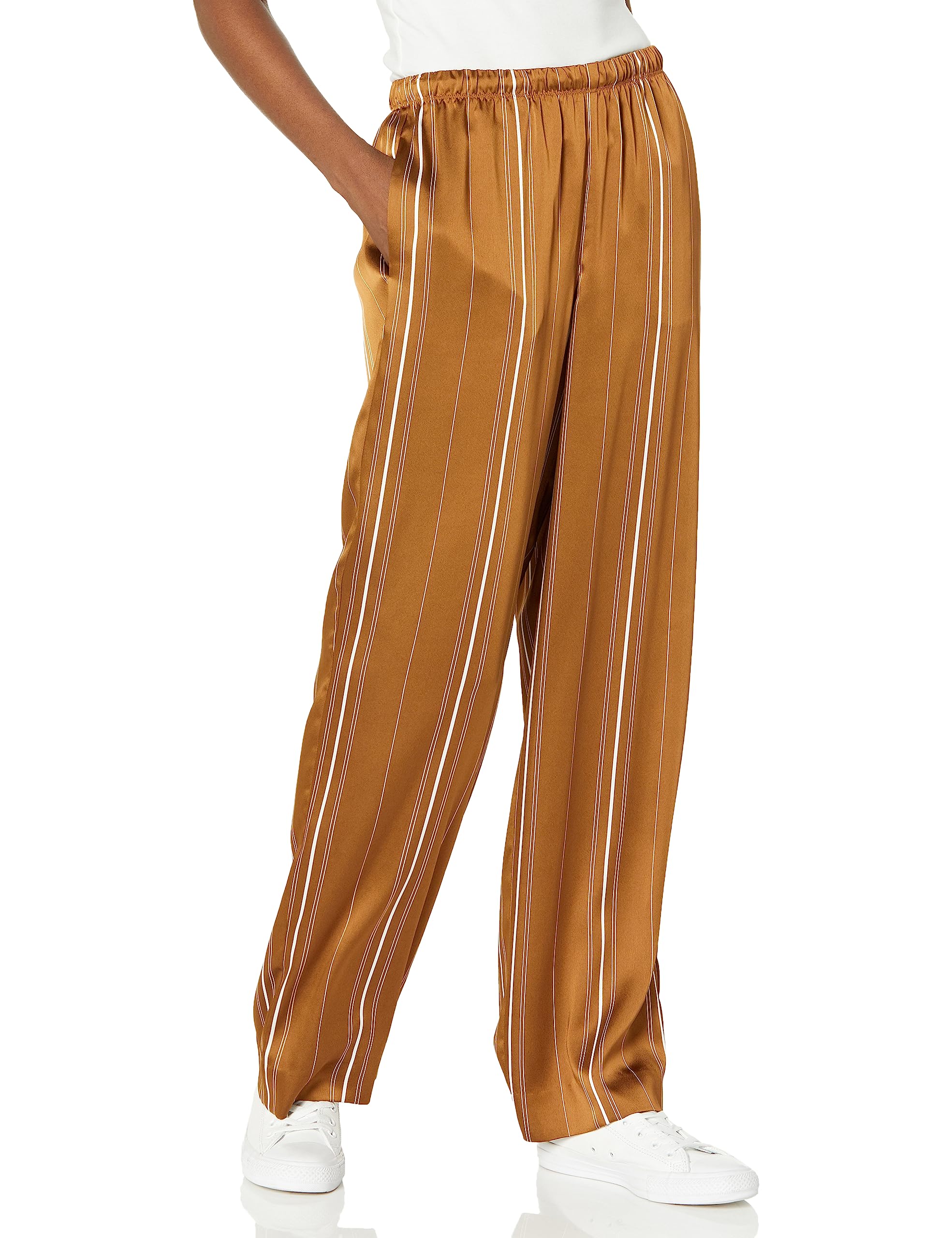Vince Womens Multi Stripe Satin Pull on Pant