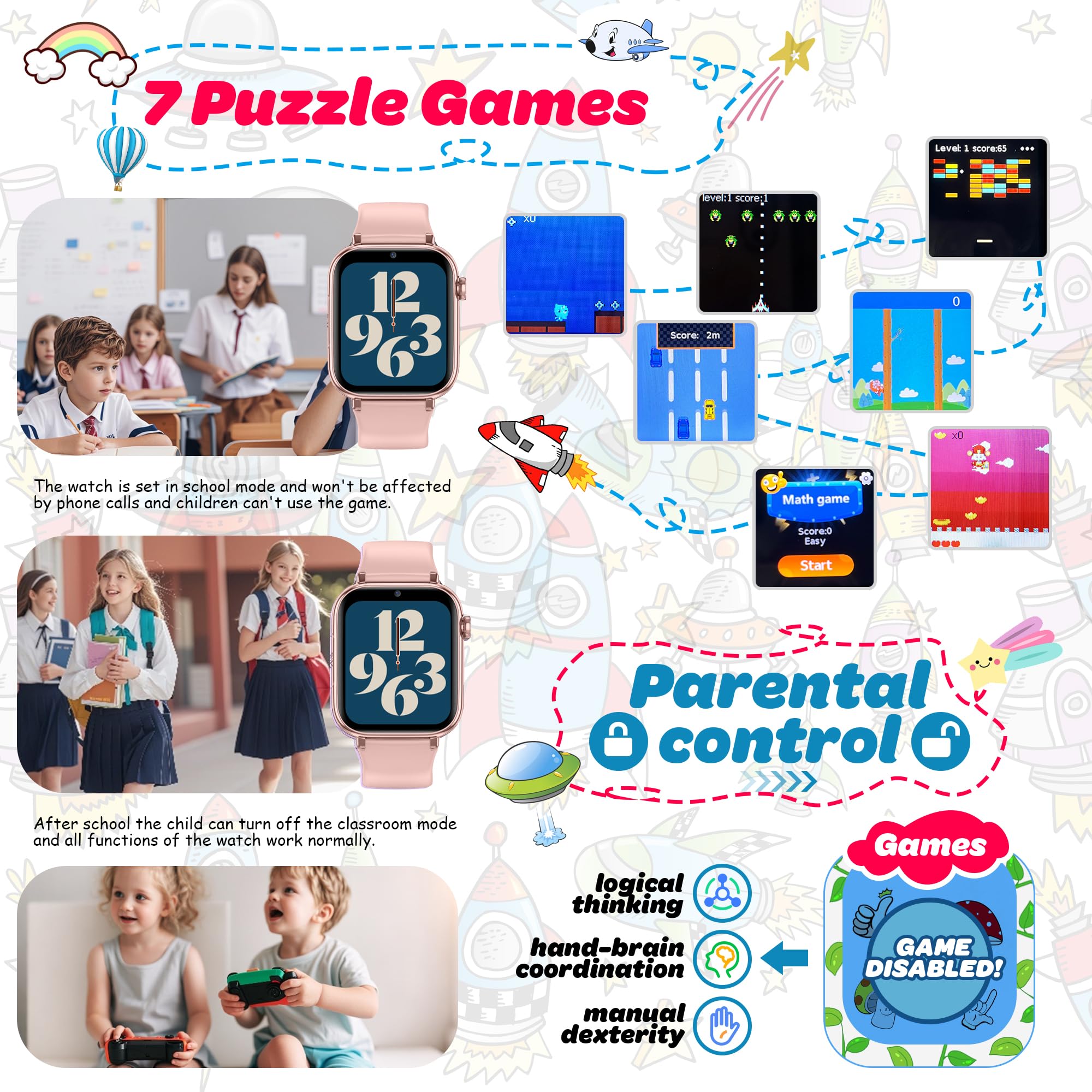 Smartwatch Bambini 4G GPS Videochiamate SOS Voce Chat Fotocamera Regali | posizione in tempo reale, chat familiare, modalità scuola, telefono, giochi, ip68, sveglia, compleanno ragazza ragazzo