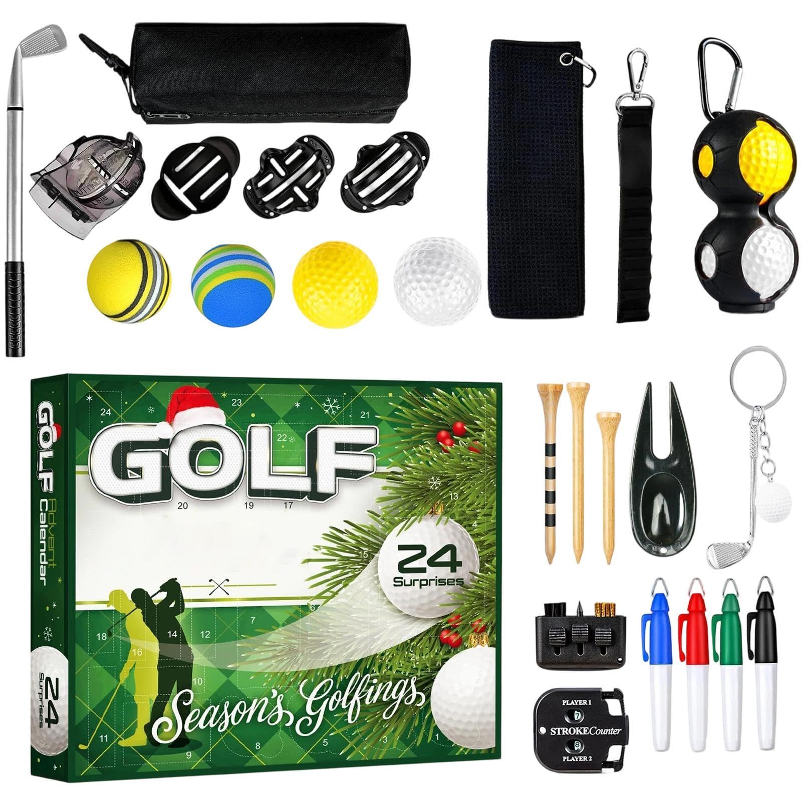 Calendario natalizio conto alla rovescia 24 giorni accessori da golf con
