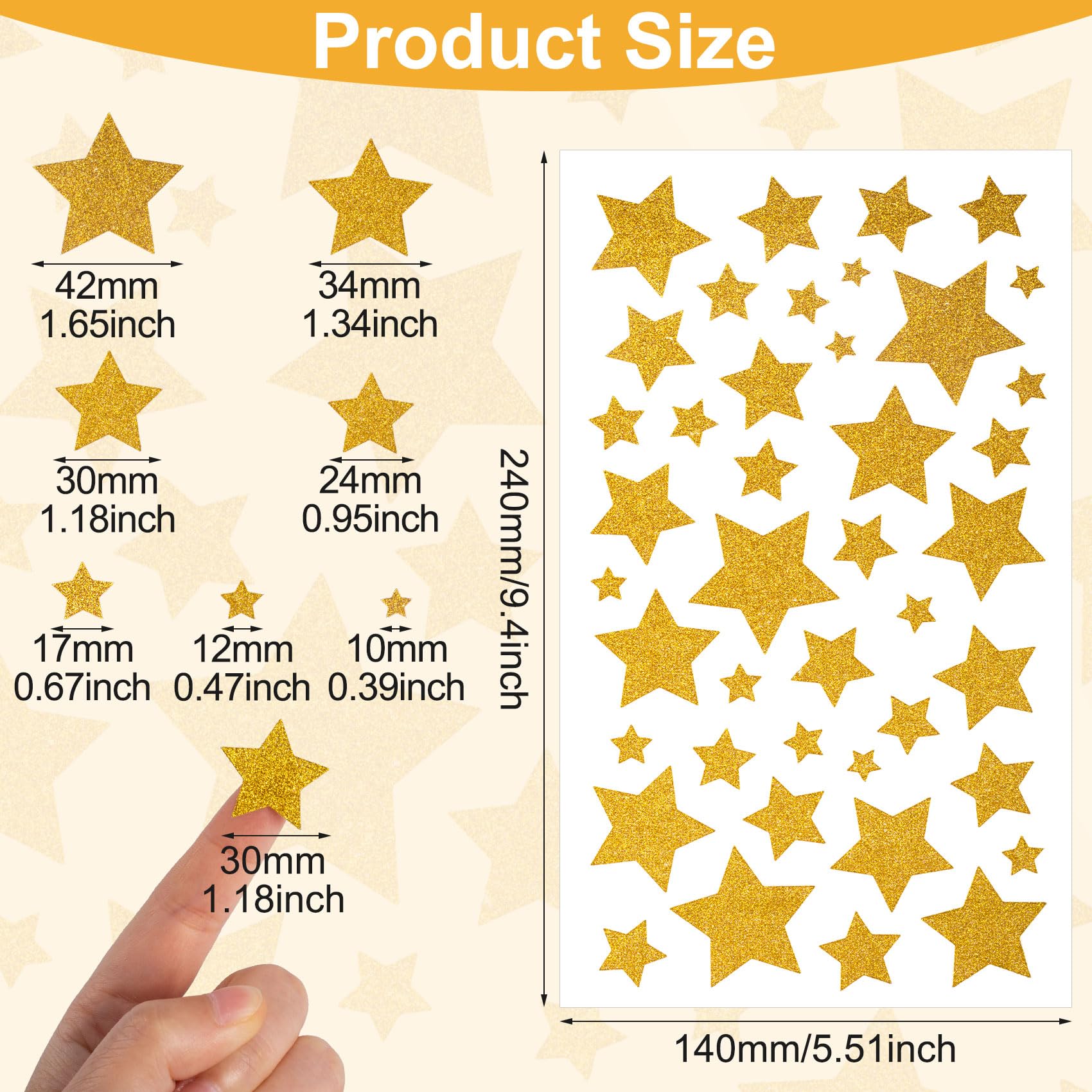 Pegatinas De Estrella Plateadas Con Purpurina Para El Día De