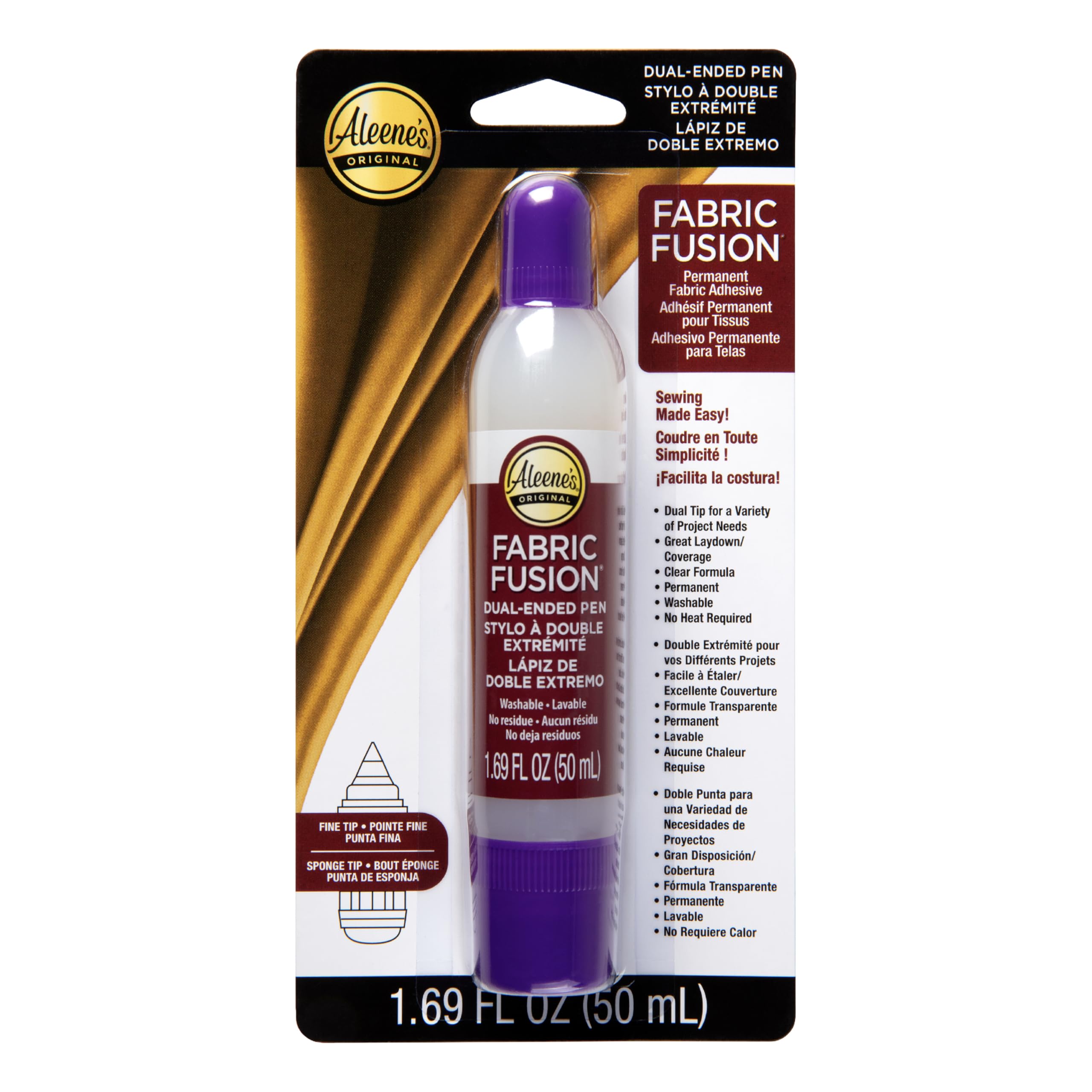 Aleene's Fusion Dual-Ended Pen 1.69 fl oz, Permanent Fabric Adhesive, No Sew Solution