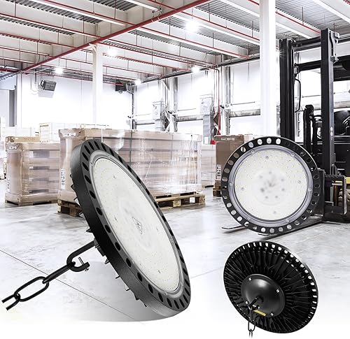 Miniatura 2 de Luz LED de alta bahía 100W 21,000LM | Luces LED UFO LED de alta bahía de 5000 K para iluminación comercial de bahía, luz de área de almacén,