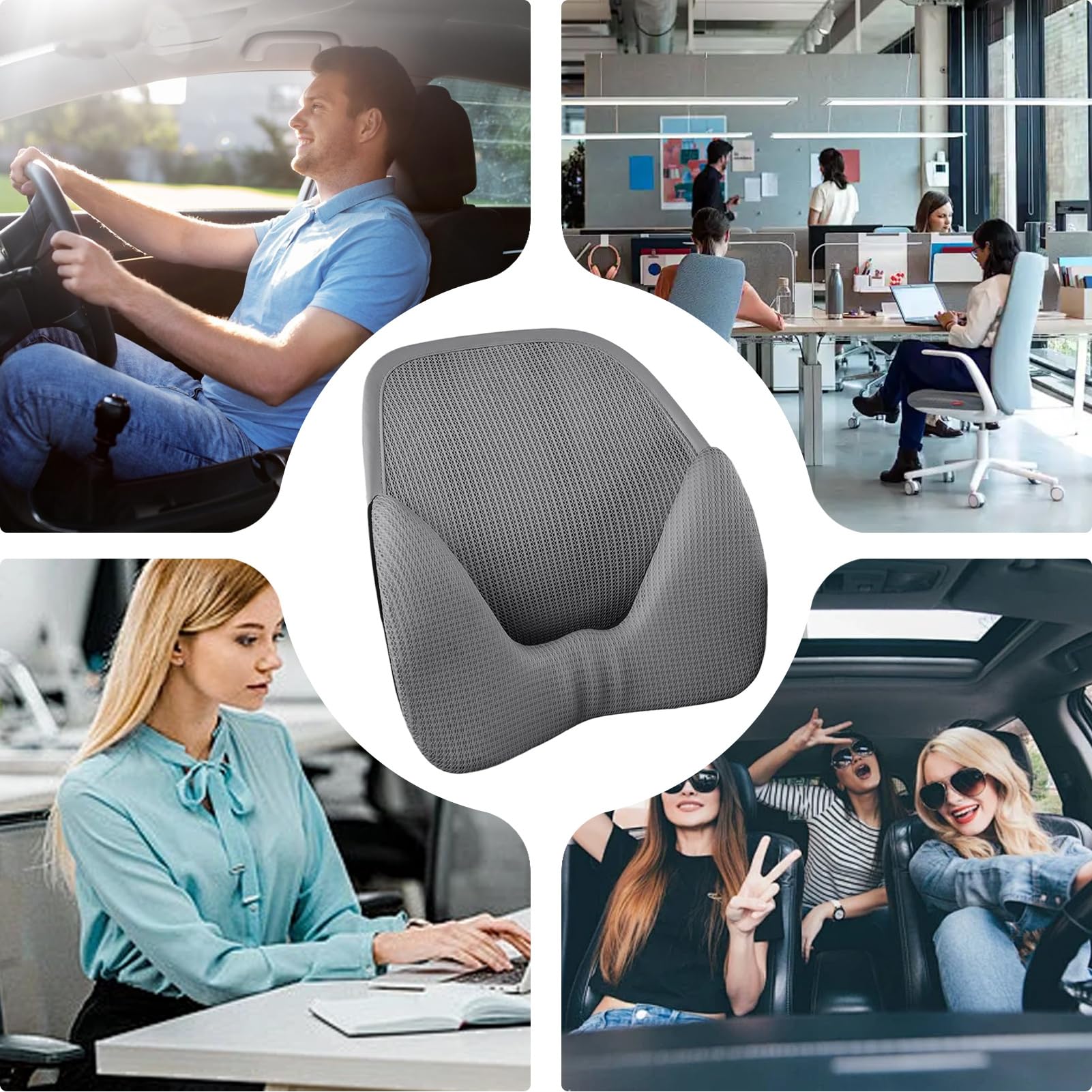 Cuscino di supporto lombare per auto, cuscino in schiuma di memoria traspirante | cuscino di supporto lombare in schiuma di memoria per poltrona - per riposo del corpo auto aereo ufficio sonno Chai