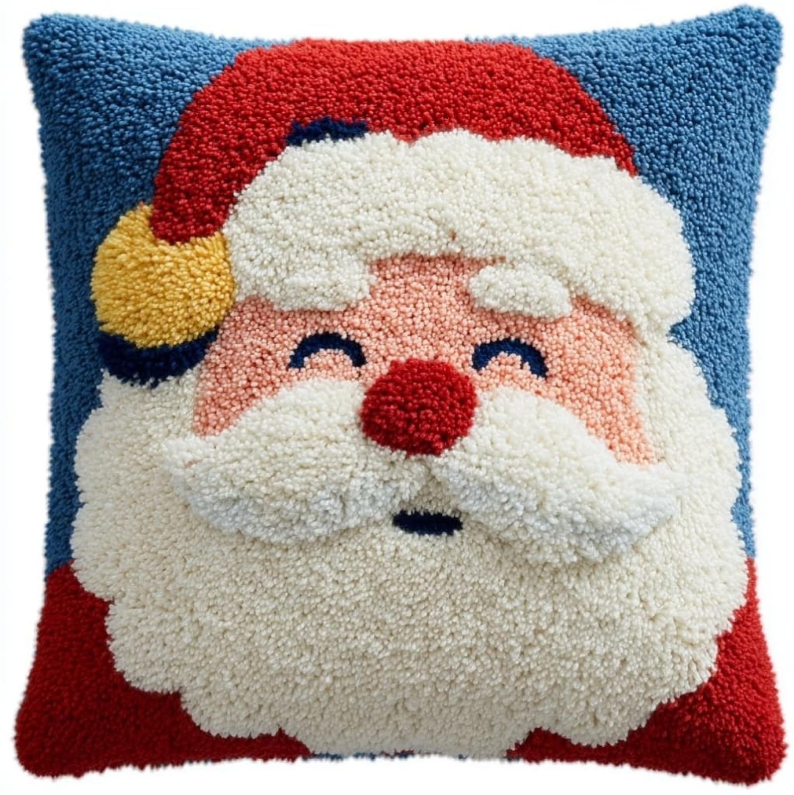 AxiangziK Latch Hook Pillow Kits with Yarn,Cute Santa Claus Complete DIY Cushion Making Craft Kits,43x43cm Latch Hook Adult Craft Kits for Women