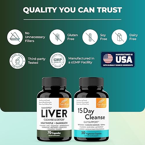 Miniatura 7 de Sandhu's Suplemento de desintoxicación y limpieza intestinal de 15 días para mujeres y hombres  Apoya la salud hepática, intestinal y digestiva