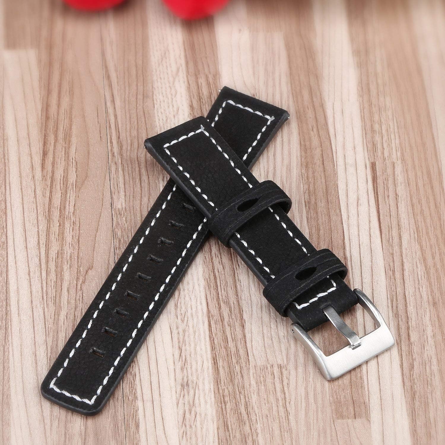 Band Compatible with Samsung Galaxy Watch Active 40mm/Galaxy Watch Active 2, Sewn Leather Watch Straps Accessory Wristband Sports Bracelet for Samsung Galaxy Watch Active 2 (Black+Teal+White)
