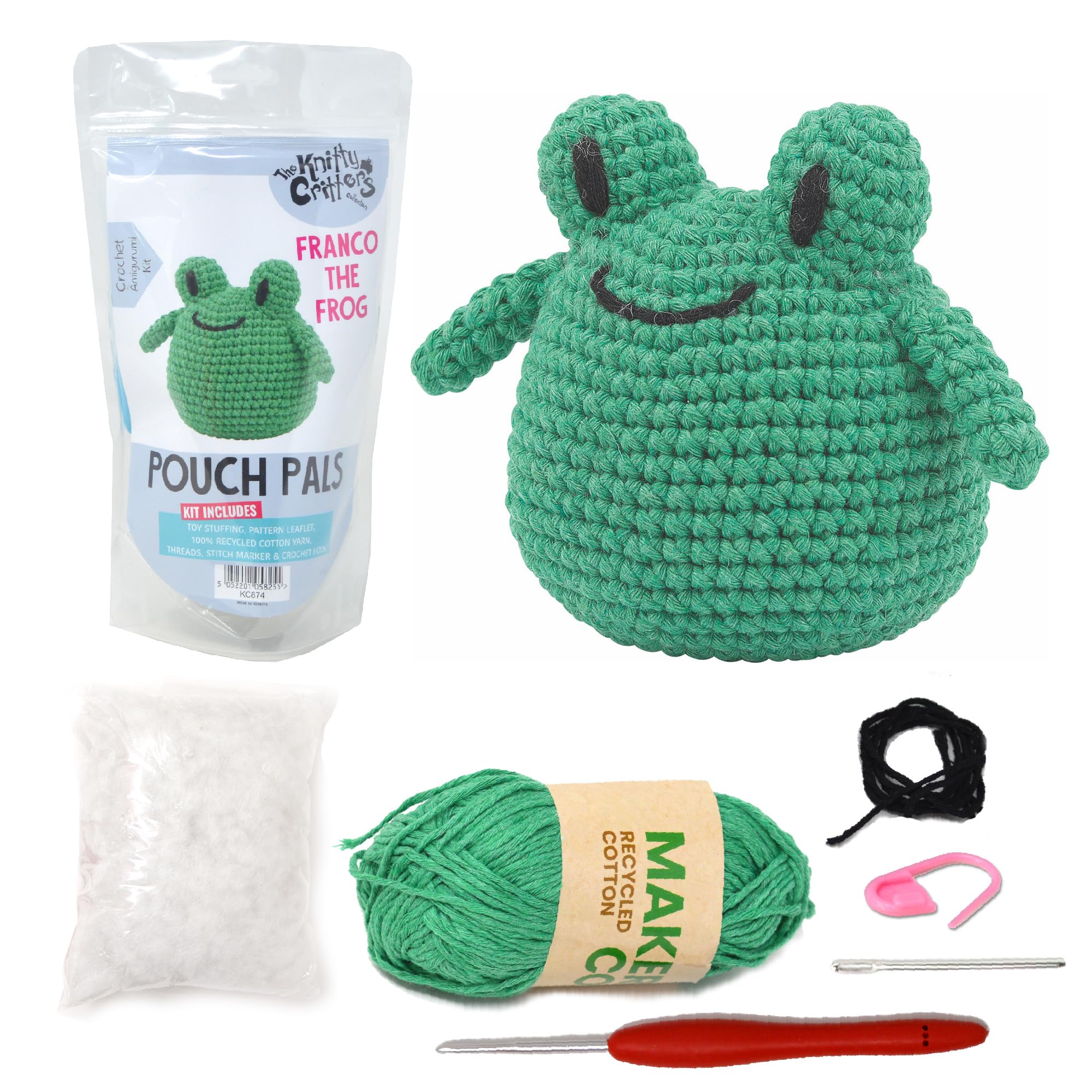 KNITTY CRITTERS - Pouch Pals Crochet Kit - Franco The Frog