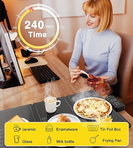 Miniatura 4 de Bandejas de calentamiento para fiestas de buffets, calentadores eléctricos apilables para fiestas, bufé, tapete de calentamiento de vidrio templado